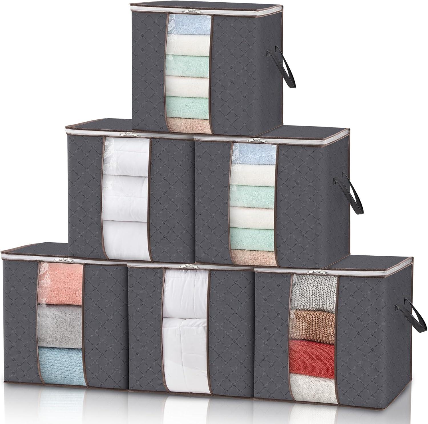 imageLifewit 90L Large Storage Bags Closet Organizers and Storage Clothes Storage Bins with Lids Foldable Storage Containers with Reinforced Handles for Clothing Blanket Bedding Comforter 3 Pack GrayGray