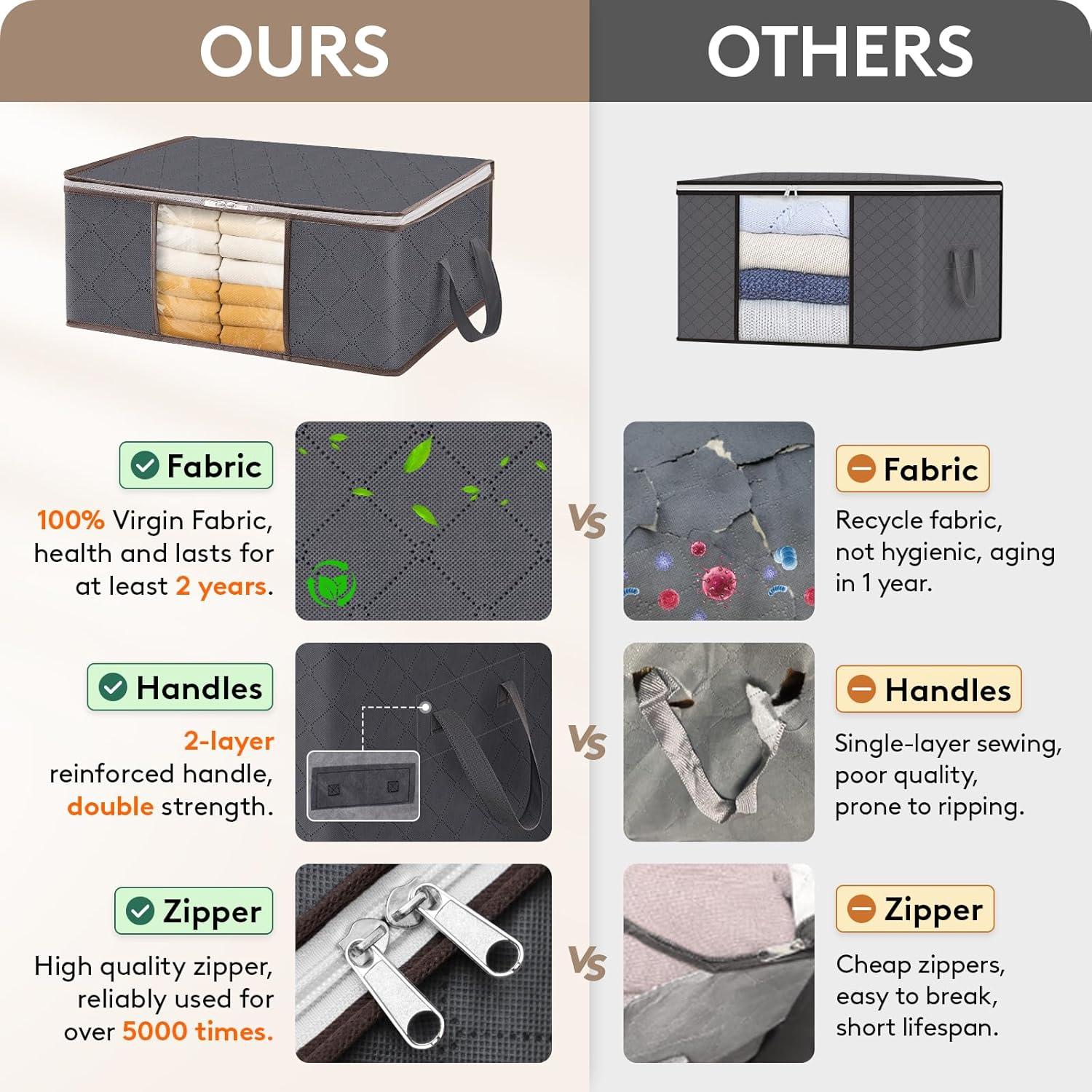 imageLifewit 90L Large Storage Bags Closet Organizers and Storage Clothes Storage Bins with Lids Foldable Storage Containers with Reinforced Handles for Clothing Blanket Bedding Comforter 3 Pack GrayGray