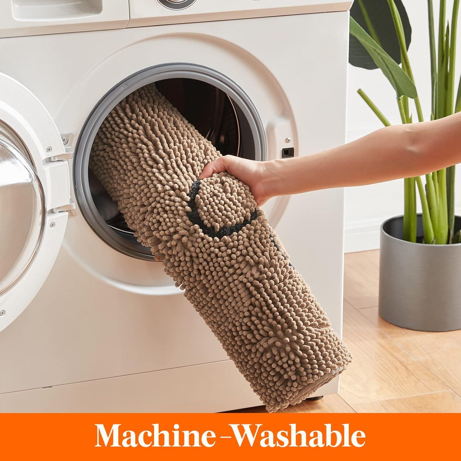 imageLifewit Chenille Indoor Doormat Traps Mud and Water Non Slip LowProfile Rug Doormats for Muddy Shoes and Dog Paws Machine Washable Doormat for Pet Entry Back Door Mud Room 24 36 in GreyBrown