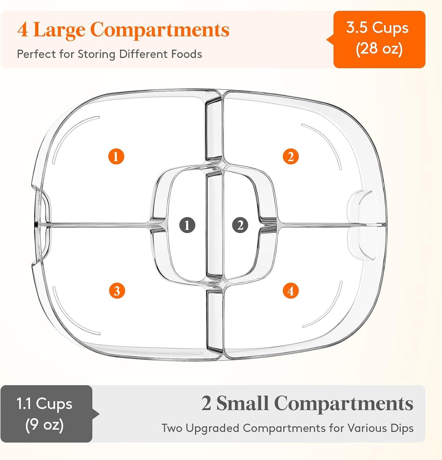 imageLifewit Chilled Serving Tray for Parties 15 Divided Shrimp Cocktail Serving Dish with Lid Plastic Taco Bar Platter Ice Serving Bowl for Veggie Fruit Salad Mimosa Bar Supplies in PartyBuffet