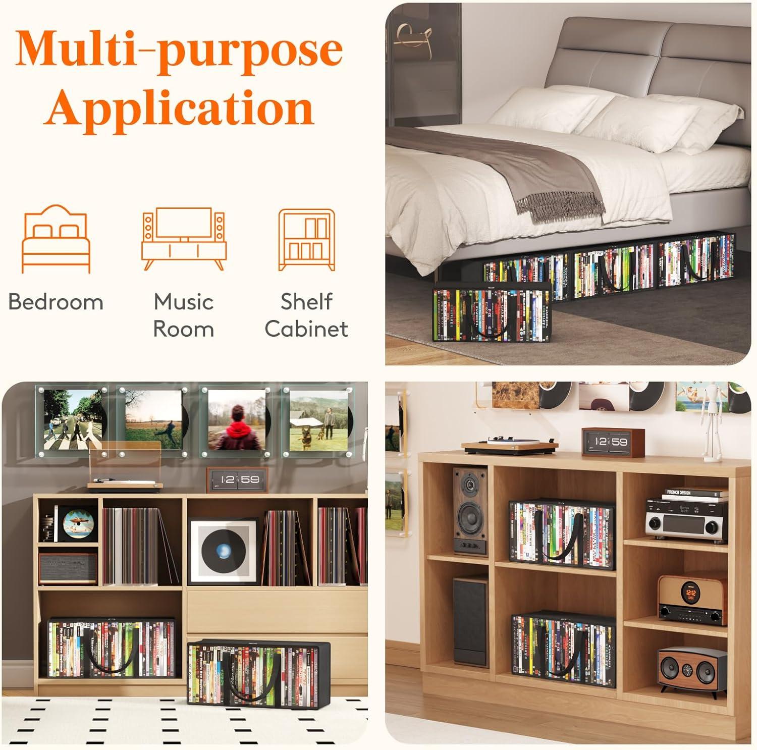 imageLifewit DVD Storage Bags 6 Pack Clear PVC Plastic DVD Organizer with Handles and Zipper Media Holder for Blu Ray Disc Movie Cases VHS Box Video Game Disks Albums Holds 240 Pcs DVDs 40 Each205L x 71W x 91H for DVD