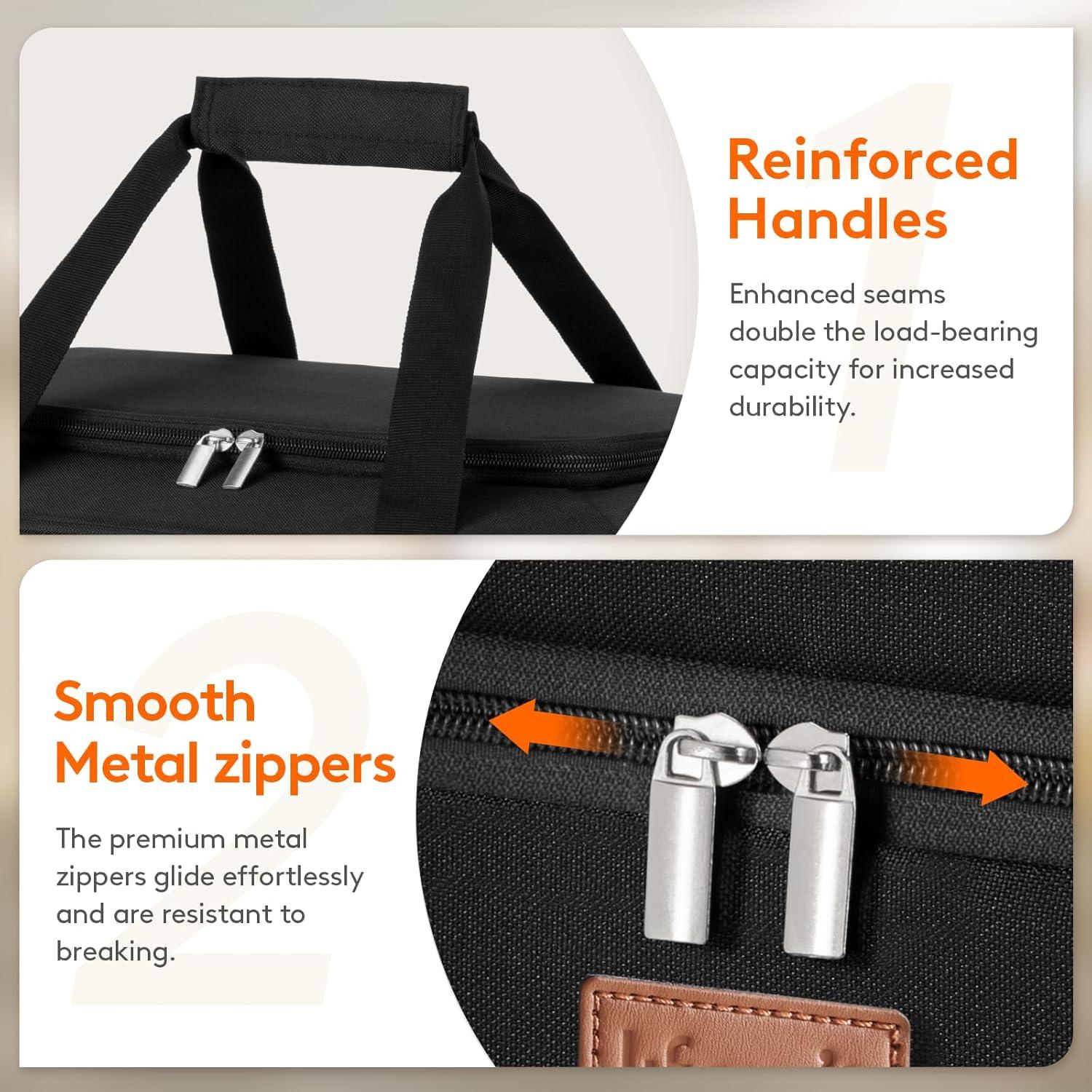 imageLifewit Double Decker Casserole Carrier for Hot and Cold Food Insulated Casserole Dish Carrier Carrying Case with Tool Room Thermal Bag for Potluck Parties Cookouts Fits 9quot13quot Baking Dish GrayBlack