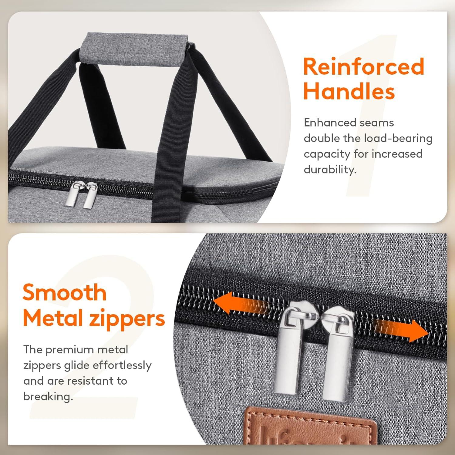 imageLifewit Double Decker Casserole Carrier for Hot and Cold Food Insulated Casserole Dish Carrier Carrying Case with Tool Room Thermal Bag for Potluck Parties Cookouts Fits 9quot13quot Baking Dish GrayGray