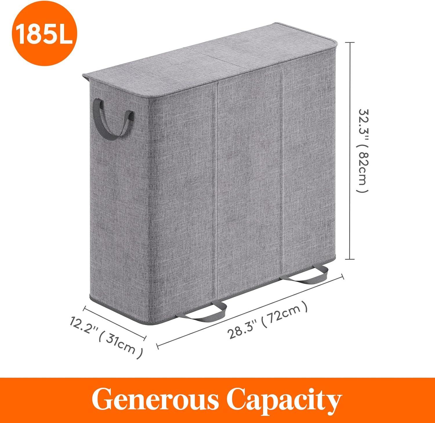 imageLifewit Double Laundry Hamper with Lid and Removable Laundry Bags Large Collapsible 2 Dividers Dirty Clothes Basket with Handles for Bedroom Laundry Room Closet Bathroom College 136L GrayGray