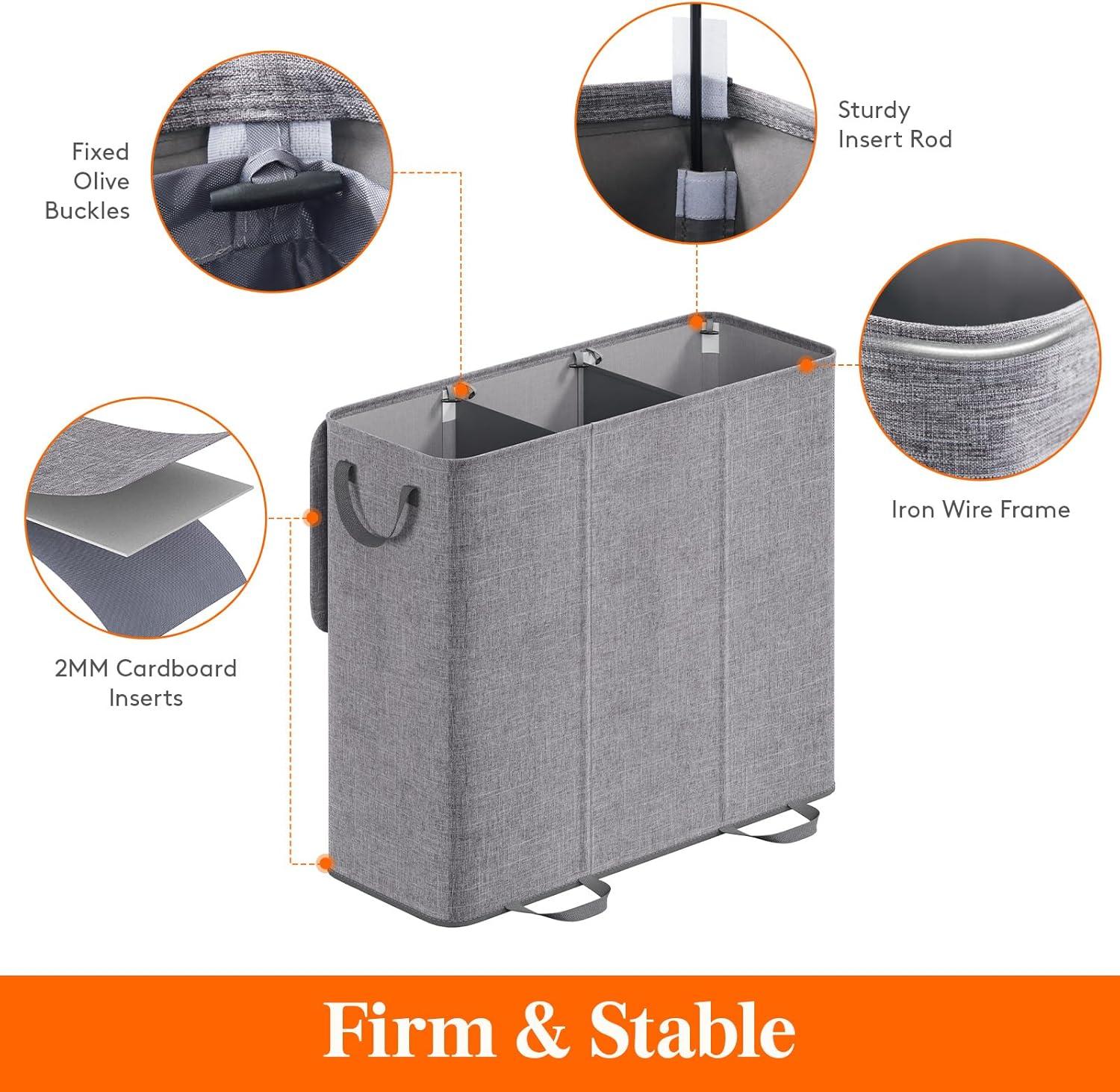 imageLifewit Double Laundry Hamper with Lid and Removable Laundry Bags Large Collapsible 2 Dividers Dirty Clothes Basket with Handles for Bedroom Laundry Room Closet Bathroom College 136L GrayGray