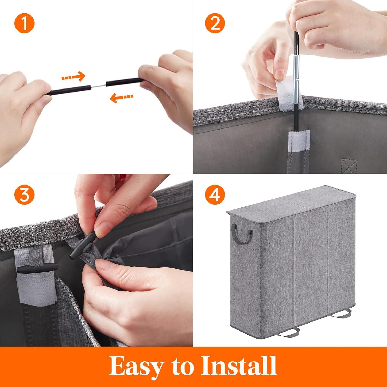 imageLifewit Double Laundry Hamper with Lid and Removable Laundry Bags Large Collapsible 2 Dividers Dirty Clothes Basket with Handles for Bedroom Laundry Room Closet Bathroom College 136L GrayGray