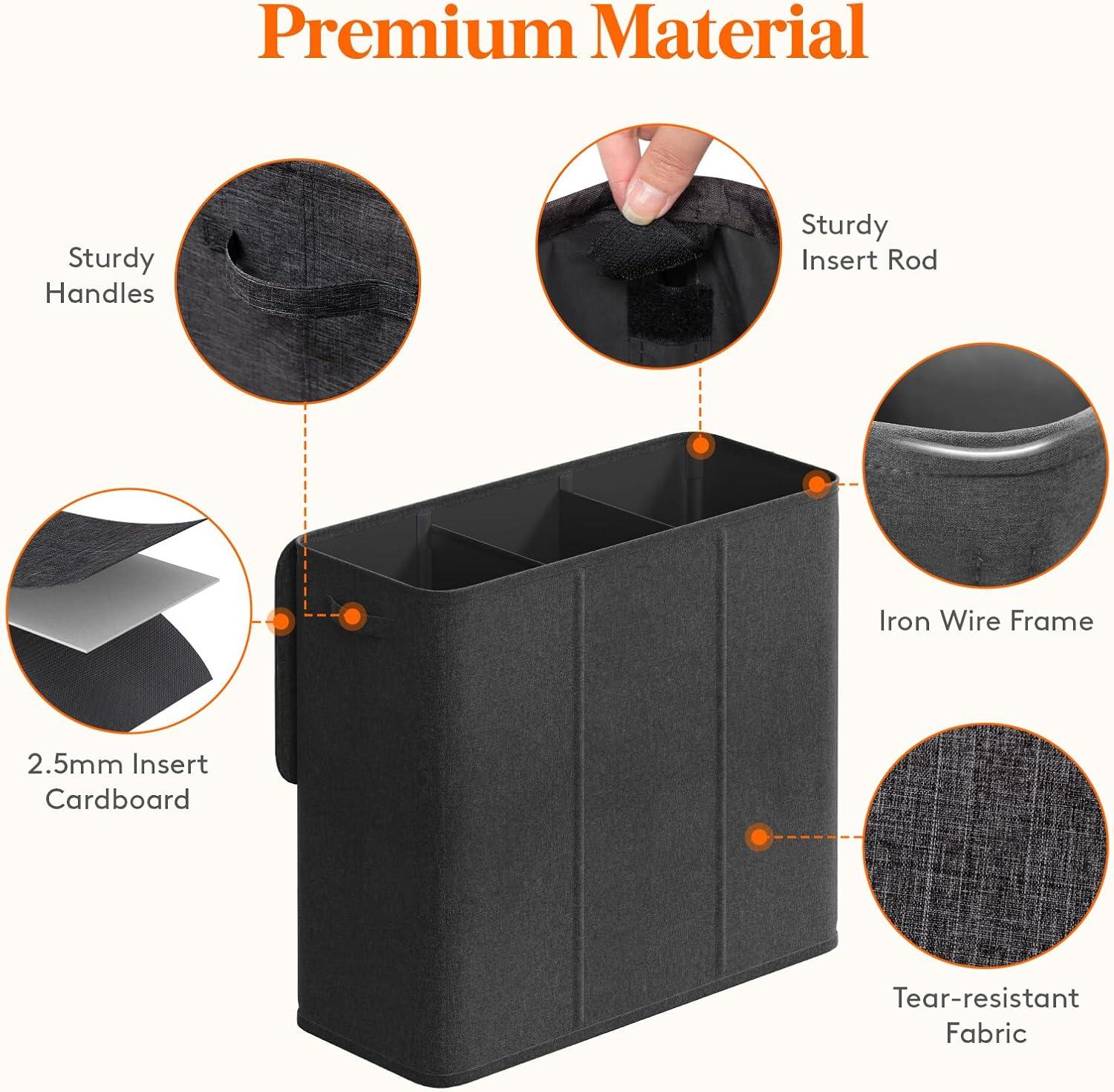 imageLifewit Double Laundry Hamper with Lid and Removable Laundry Bags Large Collapsible 2 Dividers Dirty Clothes Basket with Handles for Bedroom Laundry Room Closet Bathroom College 136L GrayWhite