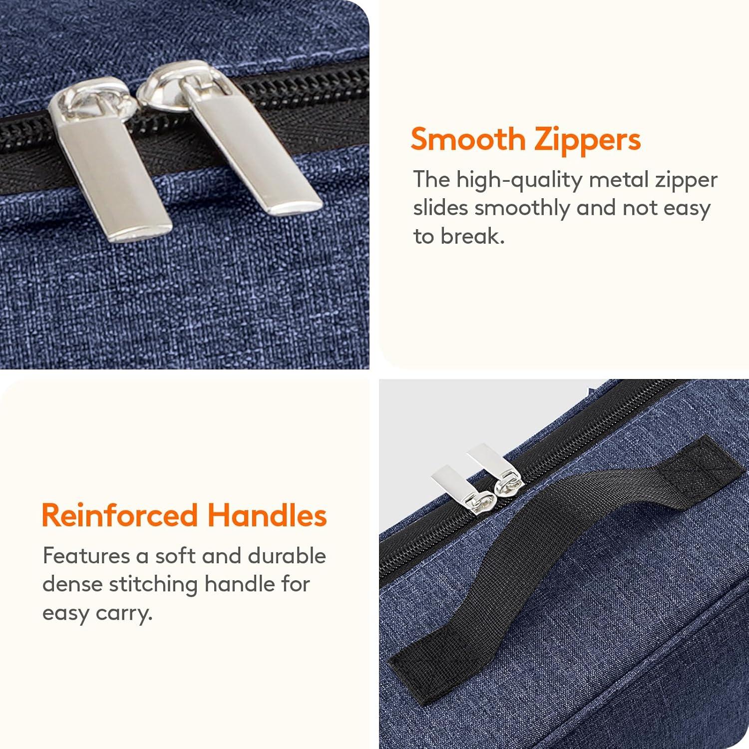 imageLifewit Freezable Lunch Box Insulated Reusable Lunch Bag with 2 Ice Packs Mini Cooler Snack Bag for Bento Box for Salad Sandwich Snacks fo Men Women for Work Black 5LDark Blue