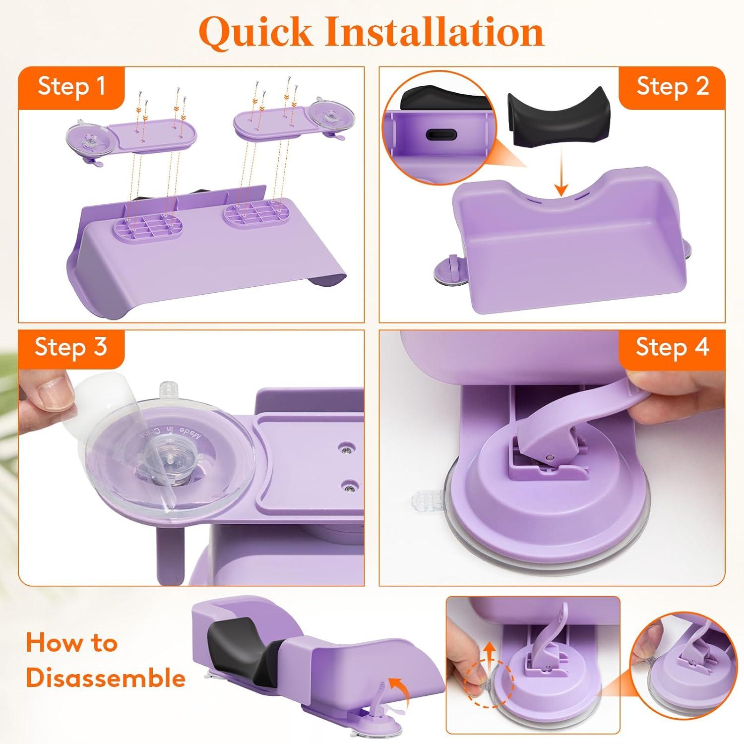 imageLifewit Hair Washing Station For Kids Neck Support Shampoo Bowl for Sink at Home Portable Shampoo Buddy for Teens Friend Elderly Purple
