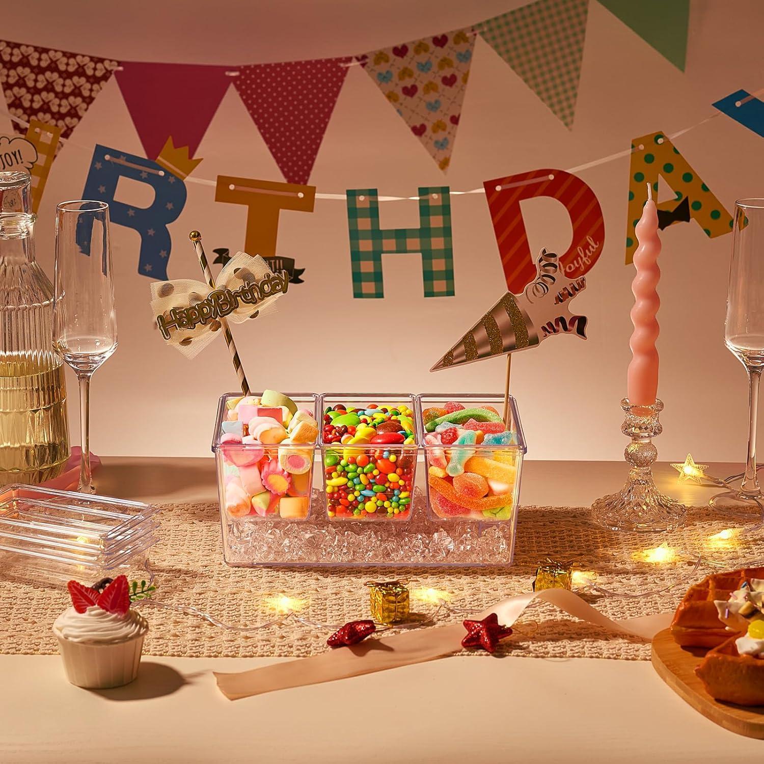 imageLifewit Ice Chilled Condiment Caddy with 5x 20oz25 cup Containers 153quot Condiment Server with Separate Lids Serving Tray Platter with Removable Dishes for Bar Fruit Salad Taco Party Garnish1