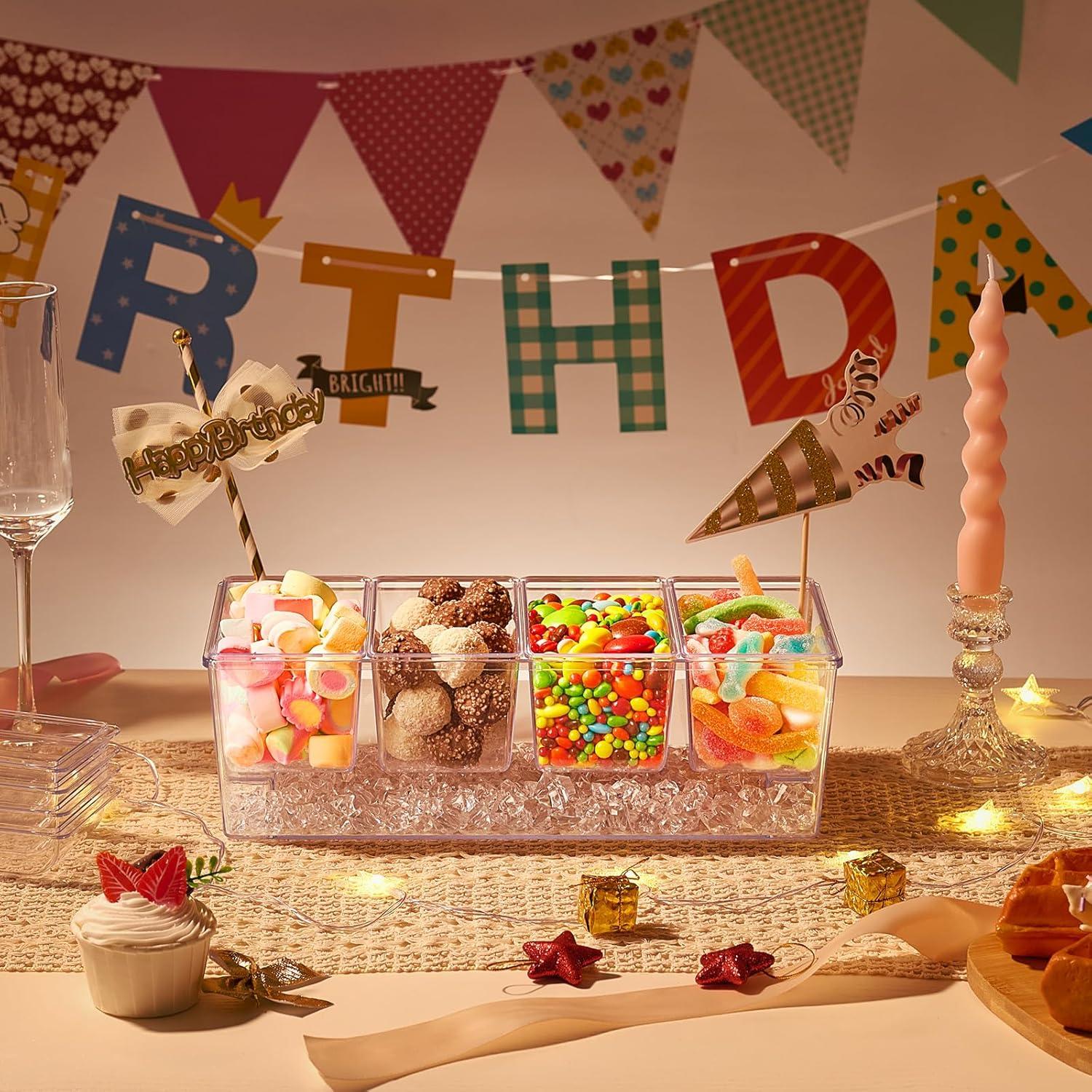 imageLifewit Ice Chilled Condiment Caddy with 5x 20oz25 cup Containers 153quot Condiment Server with Separate Lids Serving Tray Platter with Removable Dishes for Bar Fruit Salad Taco Party Garnish2