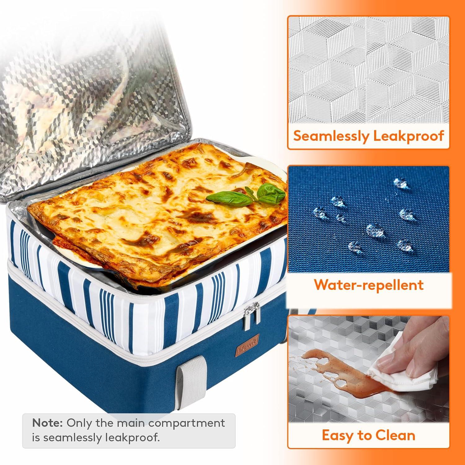 imageLifewit Insulated Casserole Carrier for Hot or Cold Food Casserole Dish Carrying Case Lasagna Holder for Potluck PartiesPicnicCookouts Fits 9quotx13quot Baking Dish GreyBlue