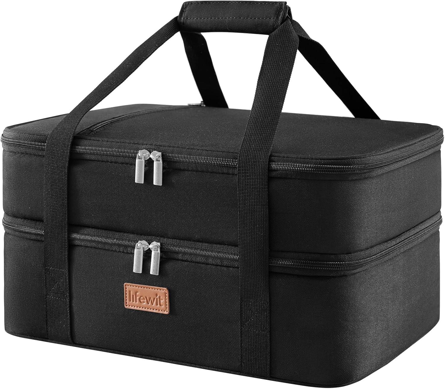 imageLifewit Insulated Casserole Carrier for Hot or Cold Food Casserole Dish Carrying Case Lasagna Holder for Potluck PartiesPicnicCookouts Fits 9quotx13quot Baking Dish GreyBlack