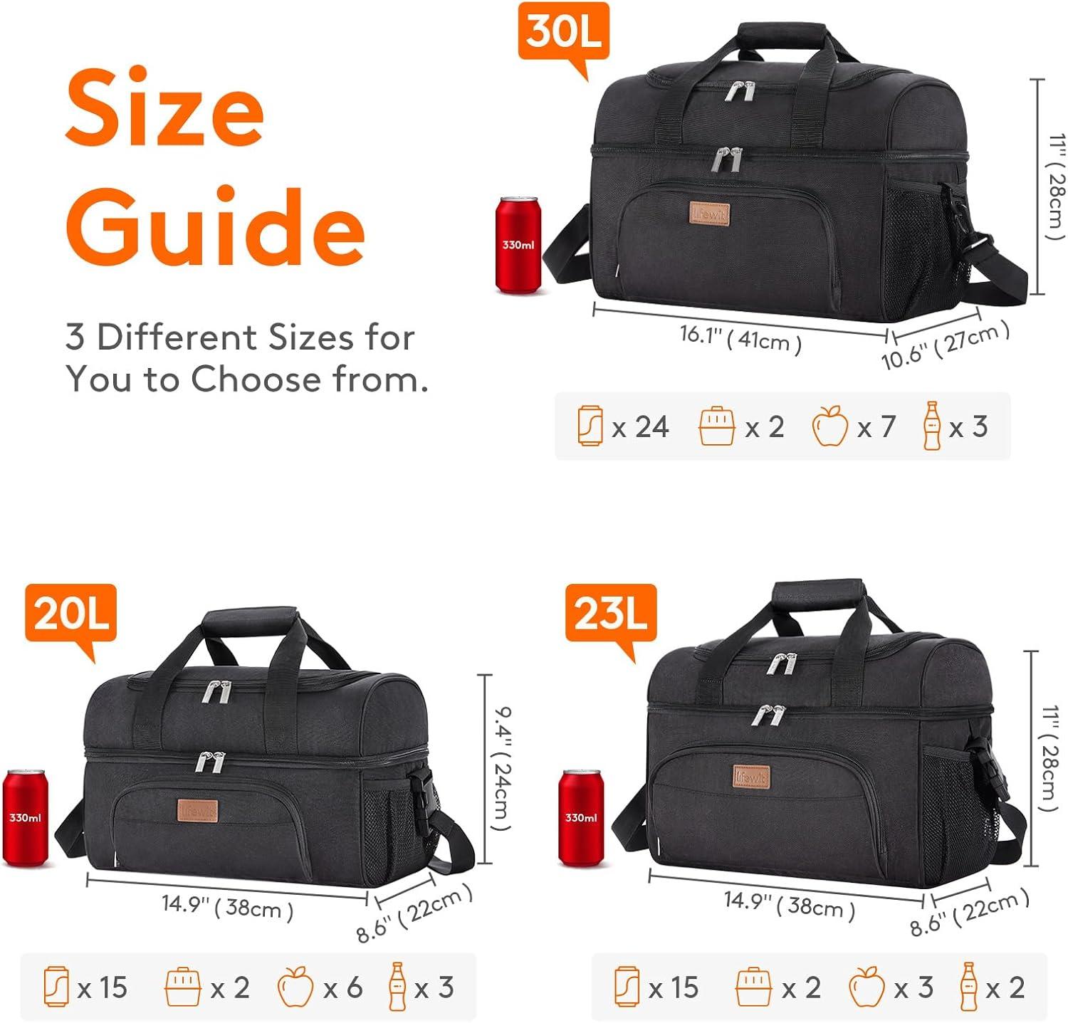 imageLifewit Insulated Cooler Bag 3248 Can Large Leakproof Beach Cooler Lightweight Portable Double Layer SoftSided Travel Ice Chest for Camping Kayaking Road Trips Grocery ShoppingBlack