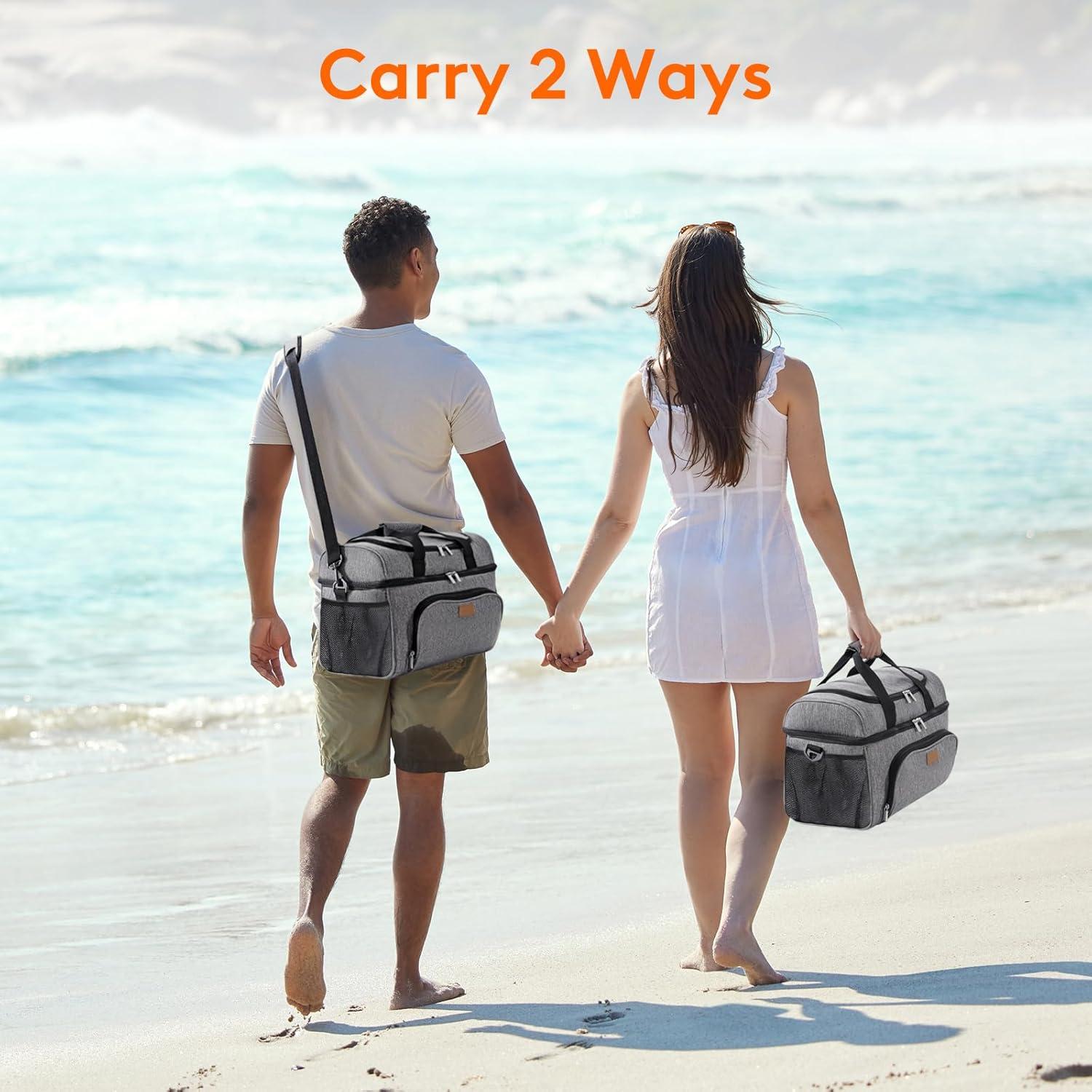 imageLifewit Insulated Cooler Bag 3248 Can Large Leakproof Beach Cooler Lightweight Portable Double Layer SoftSided Travel Ice Chest for Camping Kayaking Road Trips Grocery ShoppingGreen