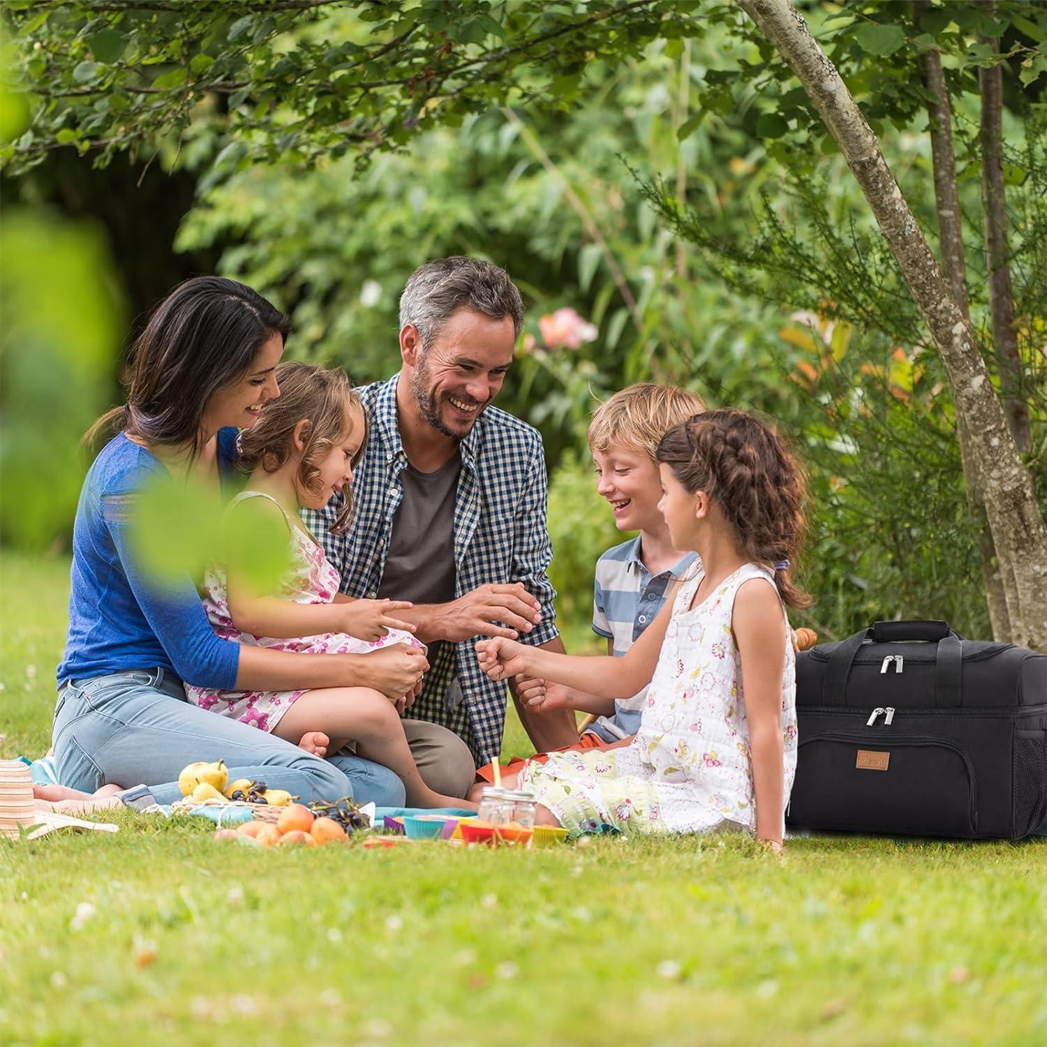 imageLifewit Insulated Cooler Bag 3248 Can Large Leakproof Beach Cooler Lightweight Portable Double Layer SoftSided Travel Ice Chest for Camping Kayaking Road Trips Grocery ShoppingBlack