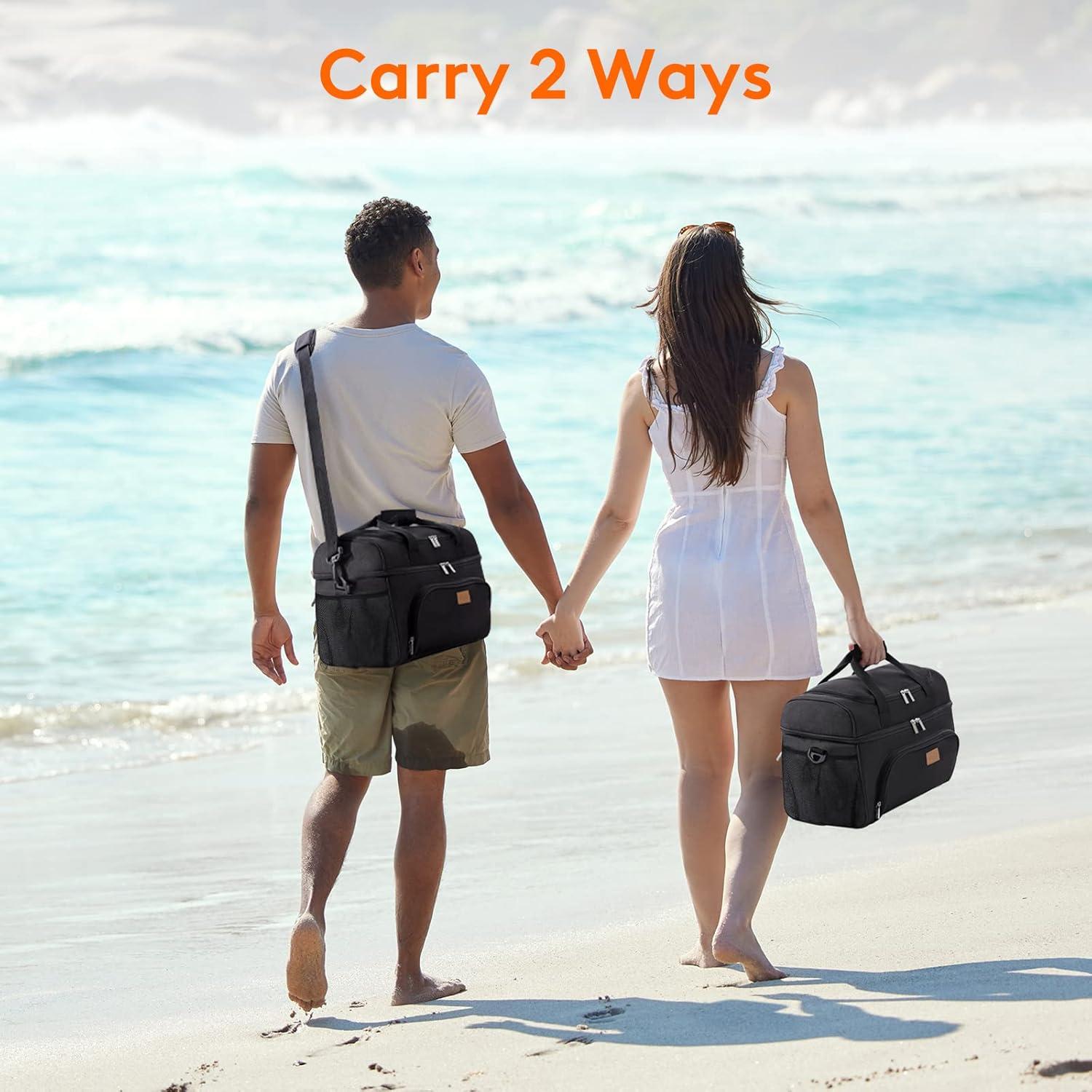 imageLifewit Insulated Cooler Bag 3248 Can Large Leakproof Beach Cooler Lightweight Portable Double Layer SoftSided Travel Ice Chest for Camping Kayaking Road Trips Grocery ShoppingBlack