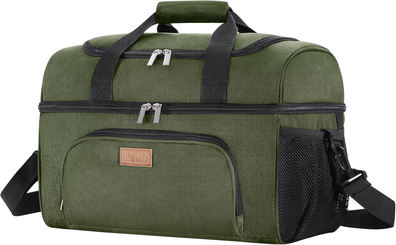 imageLifewit Insulated Cooler Bag 3248 Can Large Leakproof Beach Cooler Lightweight Portable Double Layer SoftSided Travel Ice Chest for Camping Kayaking Road Trips Grocery ShoppingGreen