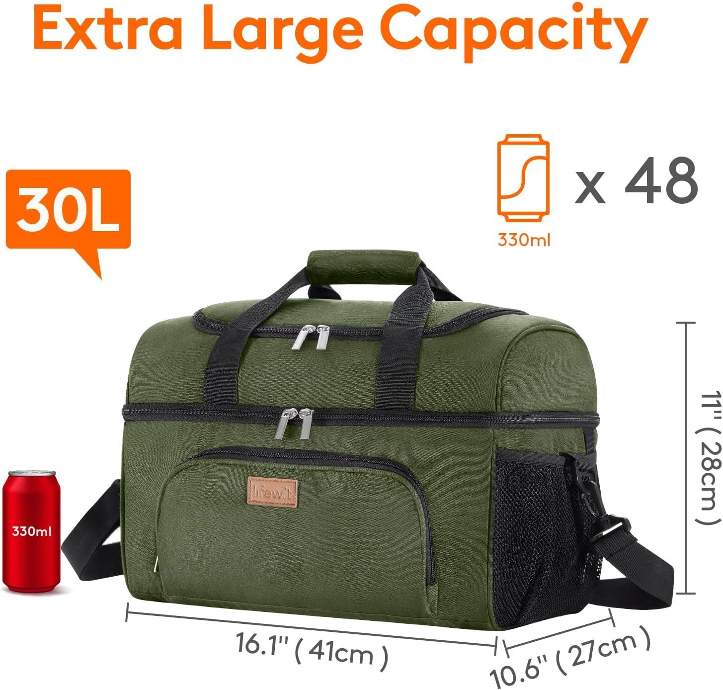 imageLifewit Insulated Cooler Bag 3248 Can Large Leakproof Beach Cooler Lightweight Portable Double Layer SoftSided Travel Ice Chest for Camping Kayaking Road Trips Grocery ShoppingGreen