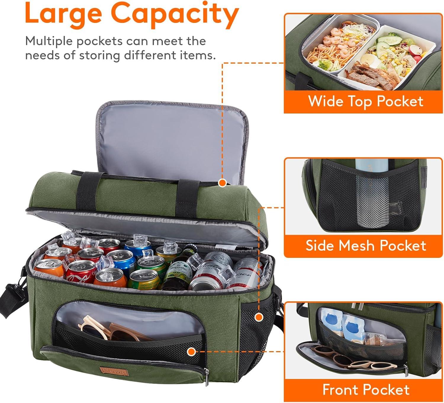 imageLifewit Insulated Cooler Bag 3248 Can Large Leakproof Beach Cooler Lightweight Portable Double Layer SoftSided Travel Ice Chest for Camping Kayaking Road Trips Grocery ShoppingGreen