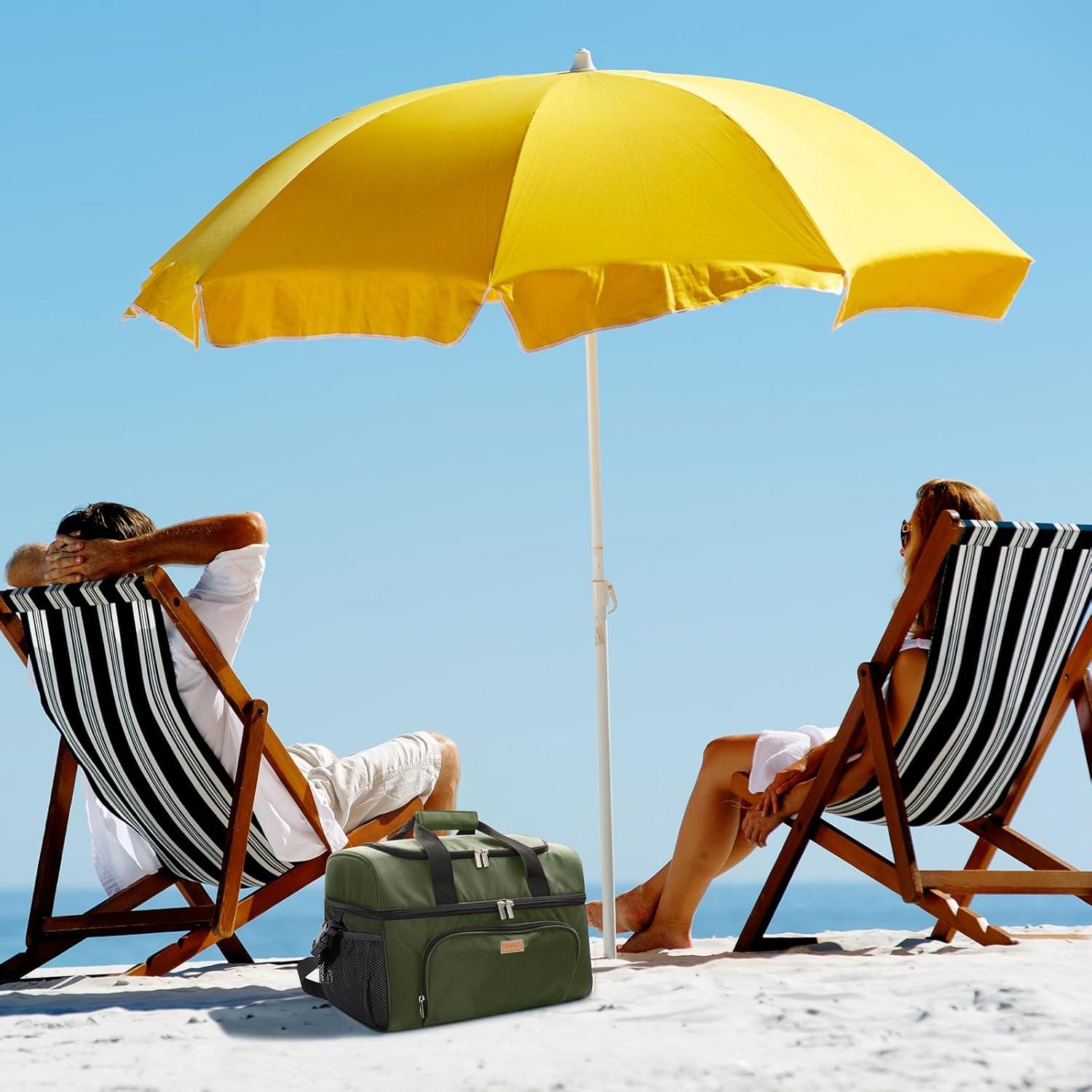 imageLifewit Insulated Cooler Bag 3248 Can Large Leakproof Beach Cooler Lightweight Portable Double Layer SoftSided Travel Ice Chest for Camping Kayaking Road Trips Grocery ShoppingGreen