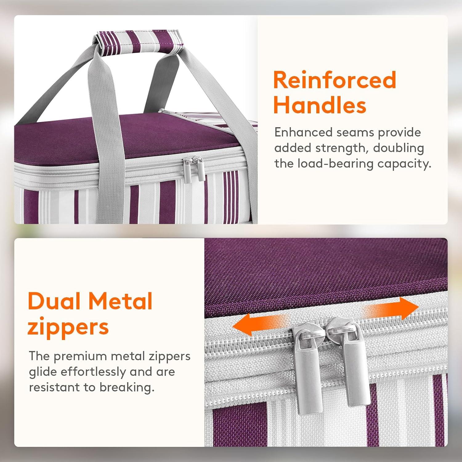 imageLifewit Insulated Double Casserole Carrier Thermal Lunch Tote for Potluck Parties Picnic Beach Fits 9 x 13 Inches Casserole Dish Expandable by Mid Zipper GreyPurple