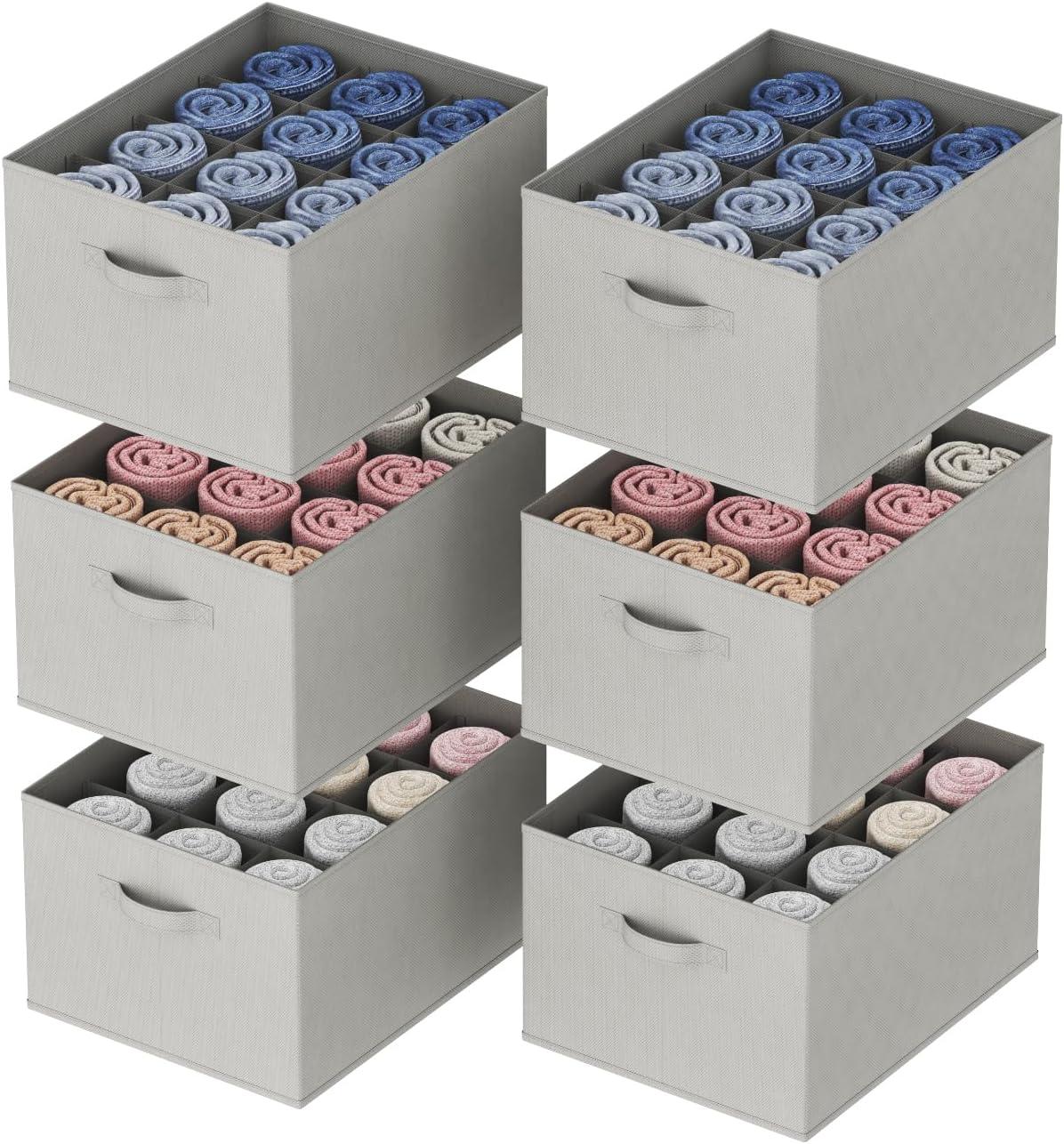 imageLifewit Jeans Organizer for Closet Large Size Pants Storage Bins 12 Cell Foldable Clothes Drawer Organizer for Sweater Towel Tshirts Dress Stackable Wardrobe Shelf Dividers Box 3 Packs6