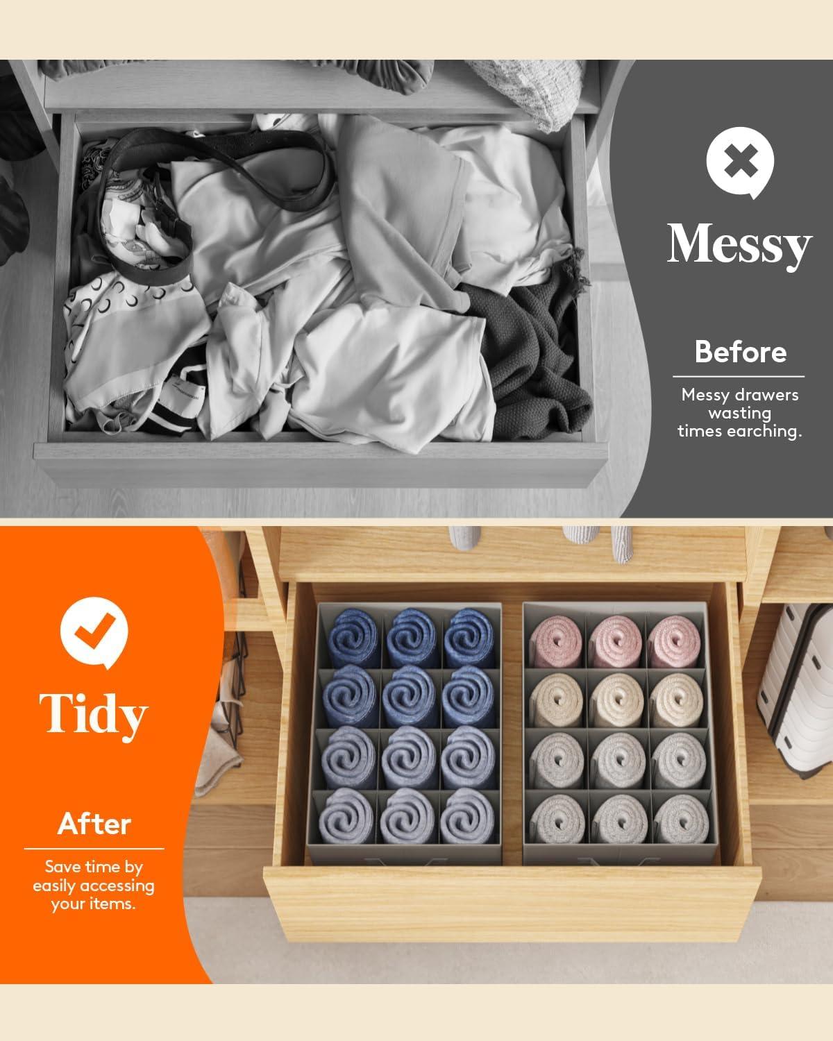 imageLifewit Jeans Organizer for Closet Large Size Pants Storage Bins 12 Cell Foldable Clothes Drawer Organizer for Sweater Towel Tshirts Dress Stackable Wardrobe Shelf Dividers Box 3 Packs6