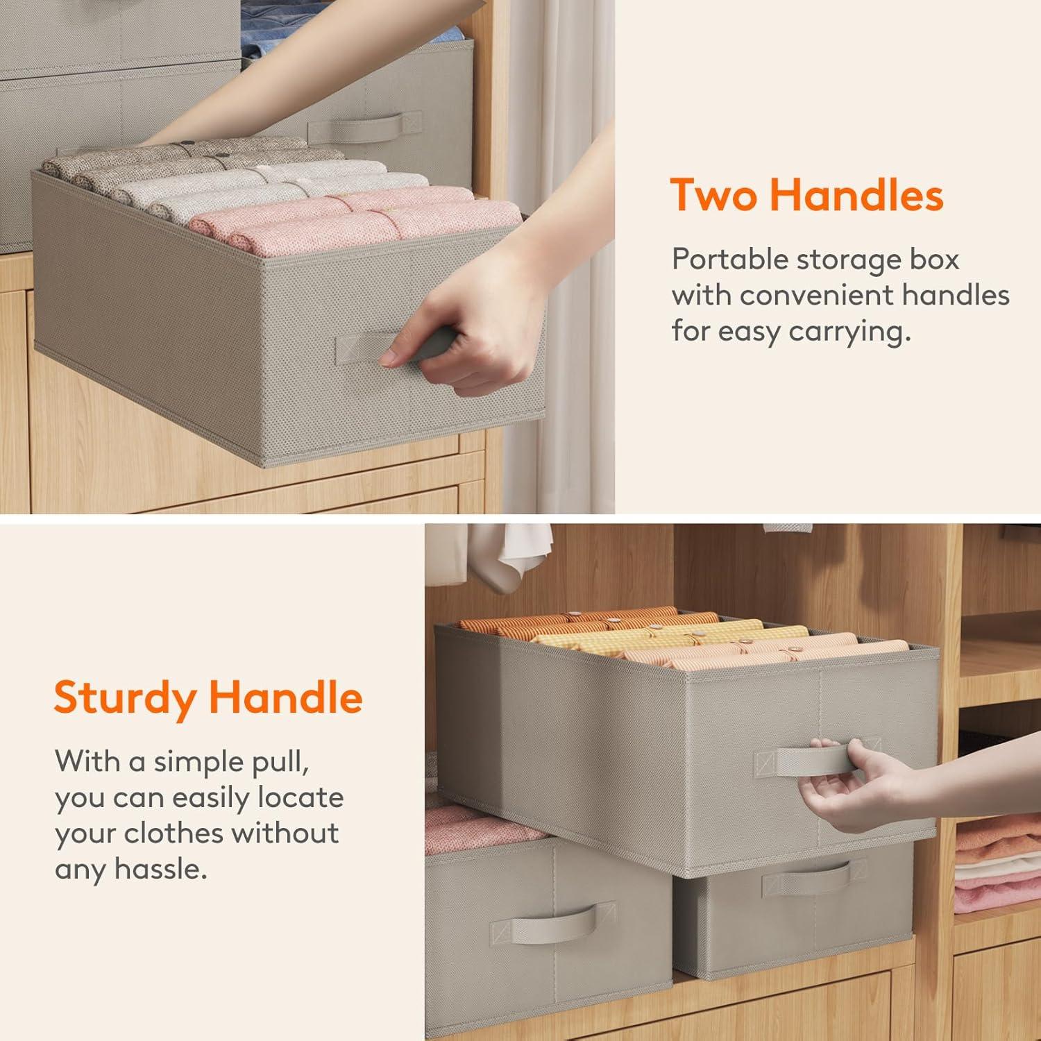 imageLifewit Jeans Organizer for Closet Large Size Pants Storage Bins 12 Cell Foldable Clothes Drawer Organizer for Sweater Towel Tshirts Dress Stackable Wardrobe Shelf Dividers Box 3 Packs6