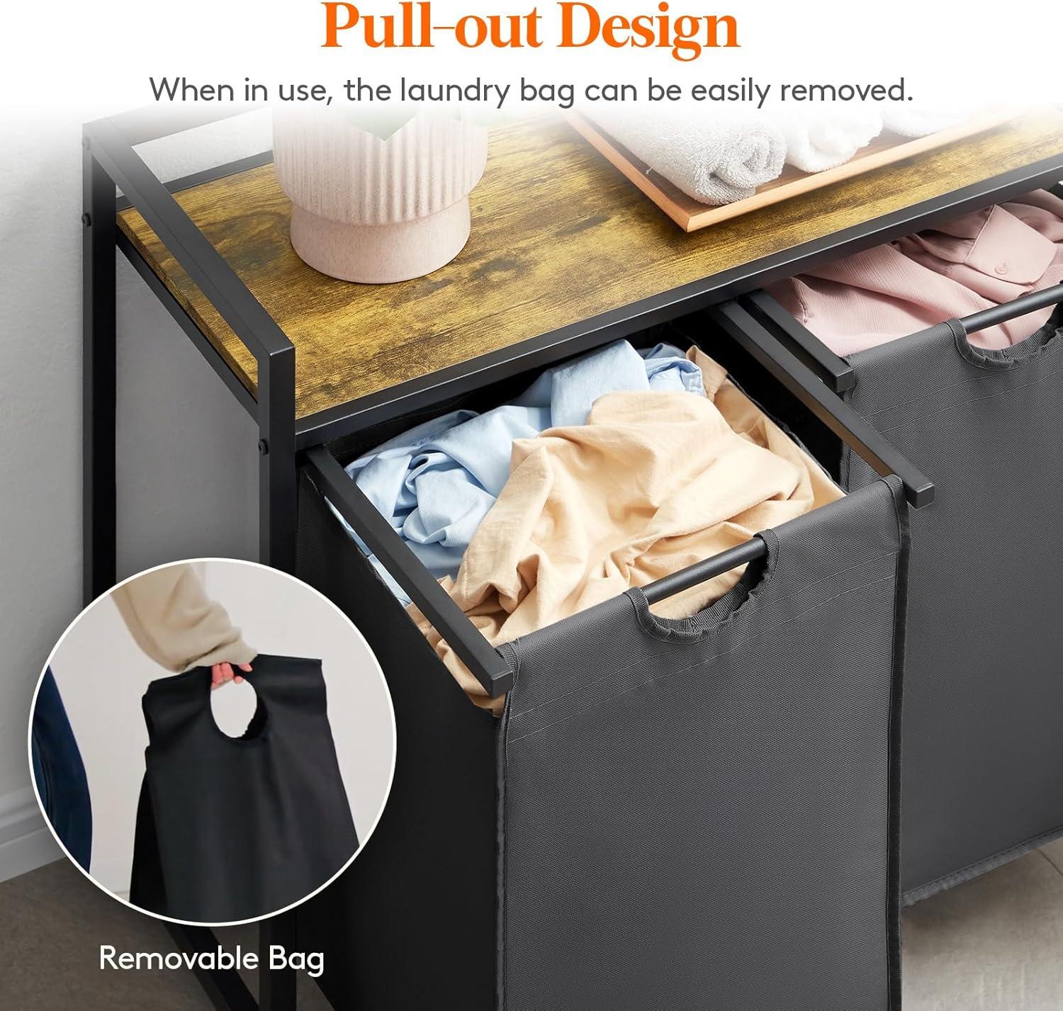 imageLifewit Laundry Hamper 4 Section 168L Pull out Laundry Clothes Basket Organizer with Large Top Shelf and 4 Removable Bags and Handles Laundry Sorter for Laundry Room Bedroom Bathroom BlackBlack