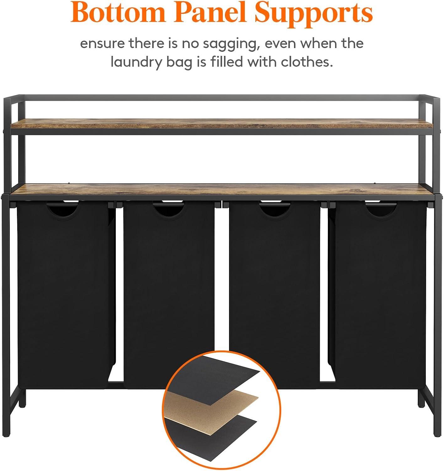 imageLifewit Laundry Hamper 4 Section 168L Pull out Laundry Clothes Basket Organizer with Large Top Shelf and 4 Removable Bags and Handles Laundry Sorter for Laundry Room Bedroom Bathroom BlackBlack