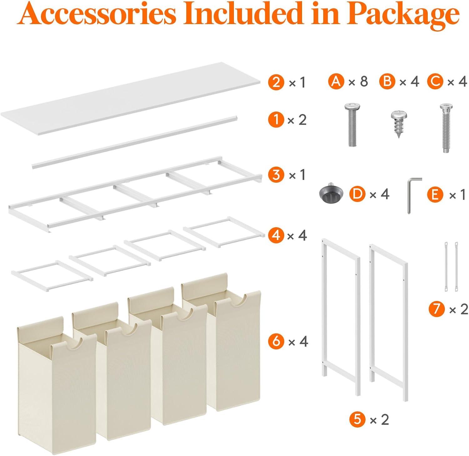 imageLifewit Laundry Hamper 4 Section 168L Pull out Laundry Clothes Basket Organizer with Large Top Shelf and 4 Removable Bags and Handles Laundry Sorter for Laundry Room Bedroom Bathroom BlackWhite