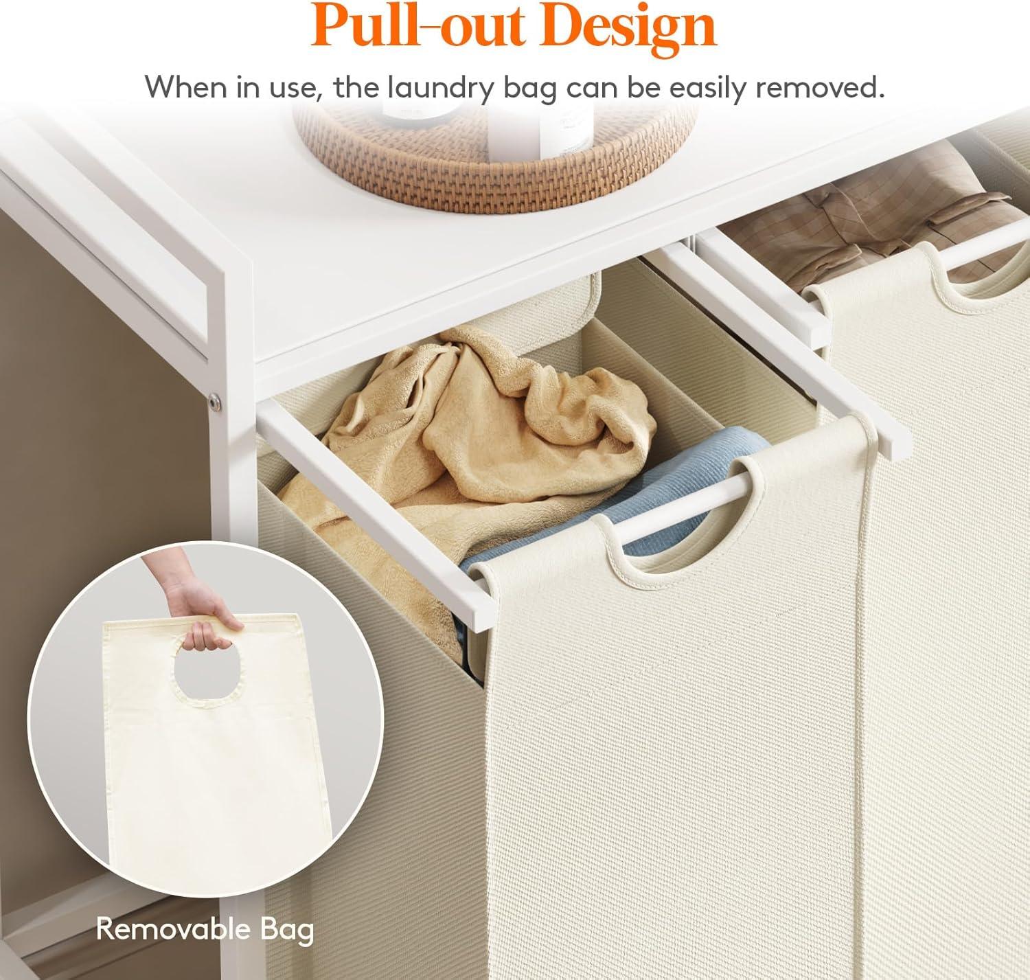 imageLifewit Laundry Hamper 4 Section 168L Pull out Laundry Clothes Basket Organizer with Large Top Shelf and 4 Removable Bags and Handles Laundry Sorter for Laundry Room Bedroom Bathroom BlackWhite