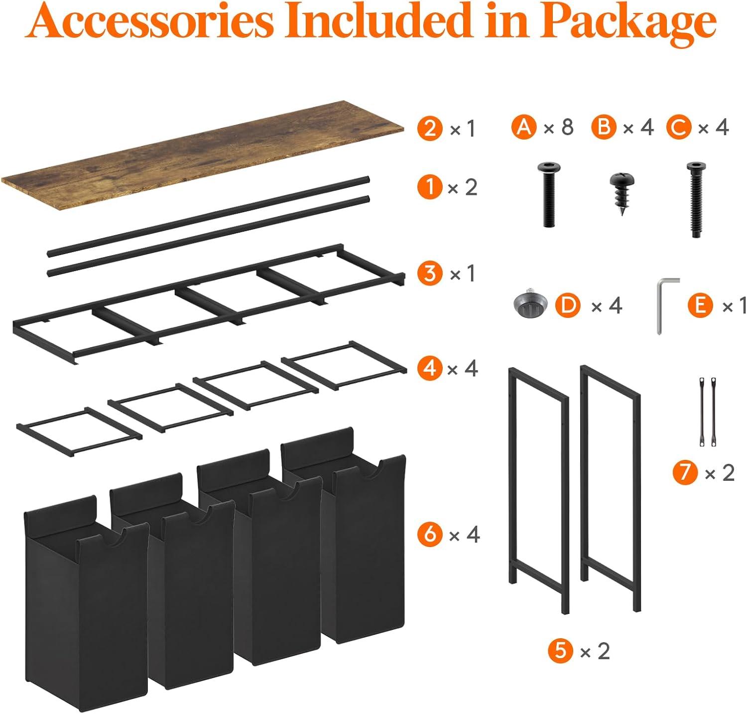 imageLifewit Laundry Hamper 4 Section 168L Pull out Laundry Clothes Basket Organizer with Large Top Shelf and 4 Removable Bags and Handles Laundry Sorter for Laundry Room Bedroom Bathroom BlackBlack
