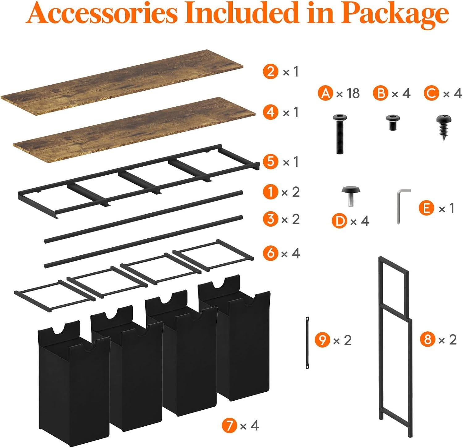 imageLifewit Laundry Hamper 4 Section 168L Pull out Laundry Clothes Basket Organizer with Large Top Shelf and 4 Removable Bags and Handles Laundry Sorter for Laundry Room Bedroom Bathroom BlackBlack