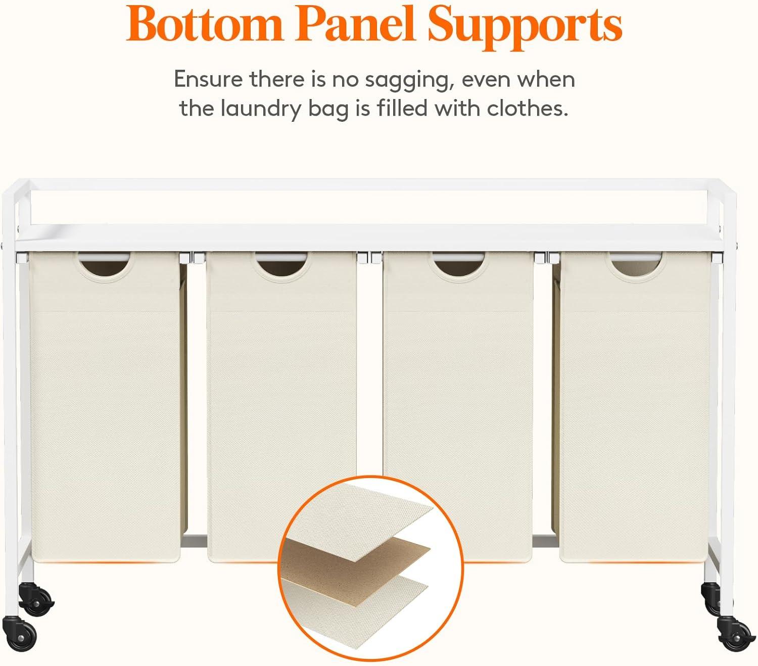 imageLifewit Laundry Hamper 4 Section 168L Pull out Laundry Clothes Basket Organizer with Large Top Shelf and 4 Removable Bags and Handles Laundry Sorter for Laundry Room Bedroom Bathroom BlackWhite