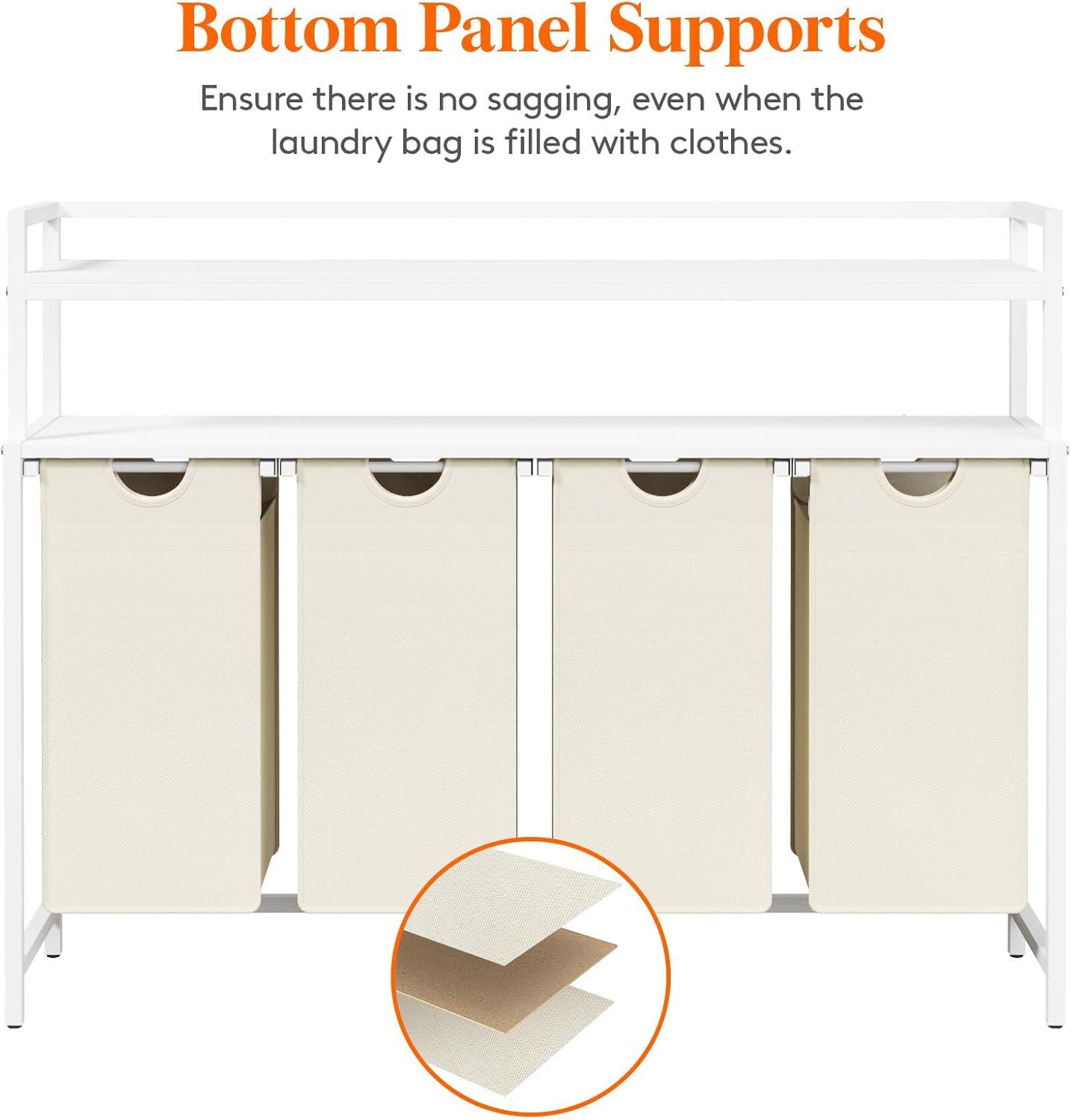 imageLifewit Laundry Hamper 4 Section 168L Pull out Laundry Clothes Basket Organizer with Large Top Shelf and 4 Removable Bags and Handles Laundry Sorter for Laundry Room Bedroom Bathroom BlackWhite