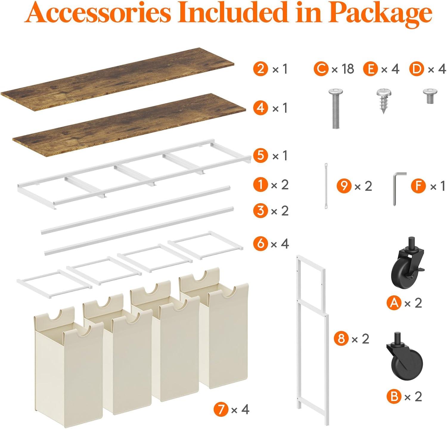 imageLifewit Laundry Hamper 4 Section 168L Pull out Laundry Clothes Basket Organizer with Large Top Shelf and 4 Removable Bags and Handles Laundry Sorter for Laundry Room Bedroom Bathroom BlackWhite