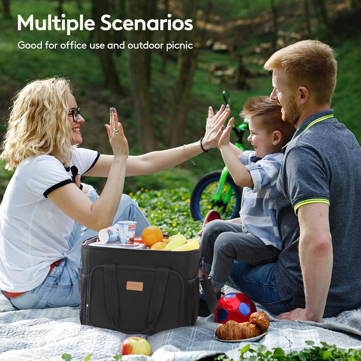 imageLifewit Medium Lunch Bag Insulated Lunch Box Soft Cooler Cooling Tote for Adult Men Women Dark Gray 12Can 9LBlack