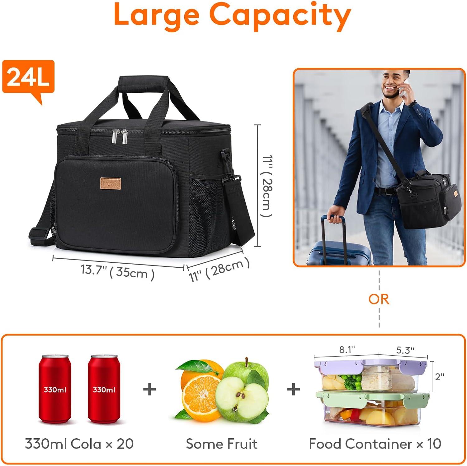 imageLifewit Medium Lunch Bag Insulated Lunch Box Soft Cooler Cooling Tote for Adult Men Women Dark Gray 12Can 9LBlack