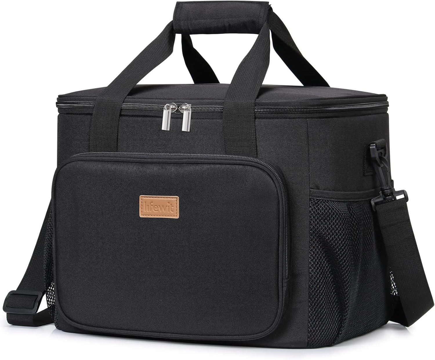 imageLifewit Medium Lunch Bag Insulated Lunch Box Soft Cooler Cooling Tote for Adult Men Women Dark Gray 12Can 9LBlack