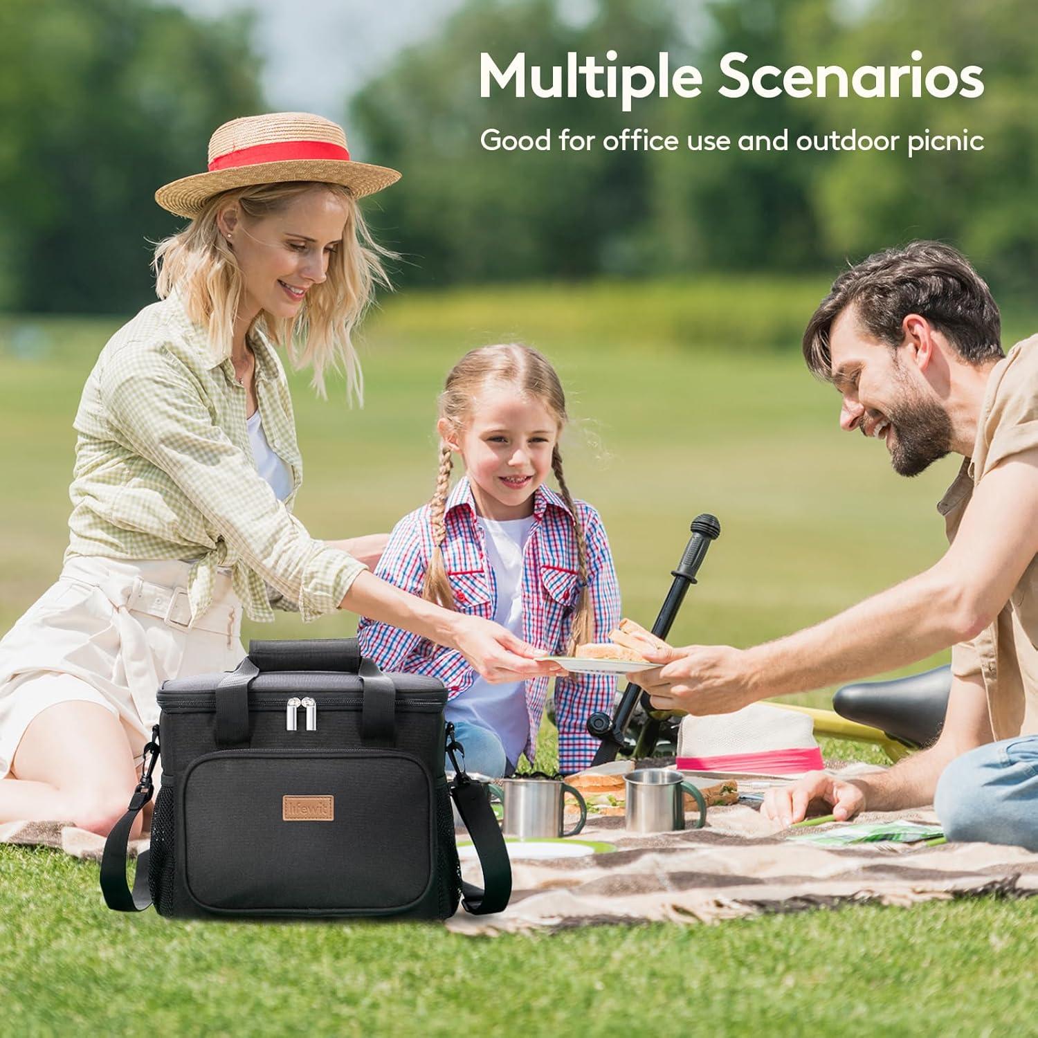 imageLifewit Medium Lunch Bag Insulated Lunch Box Soft Cooler Cooling Tote for Adult Men Women Dark Gray 12Can 9LBlack