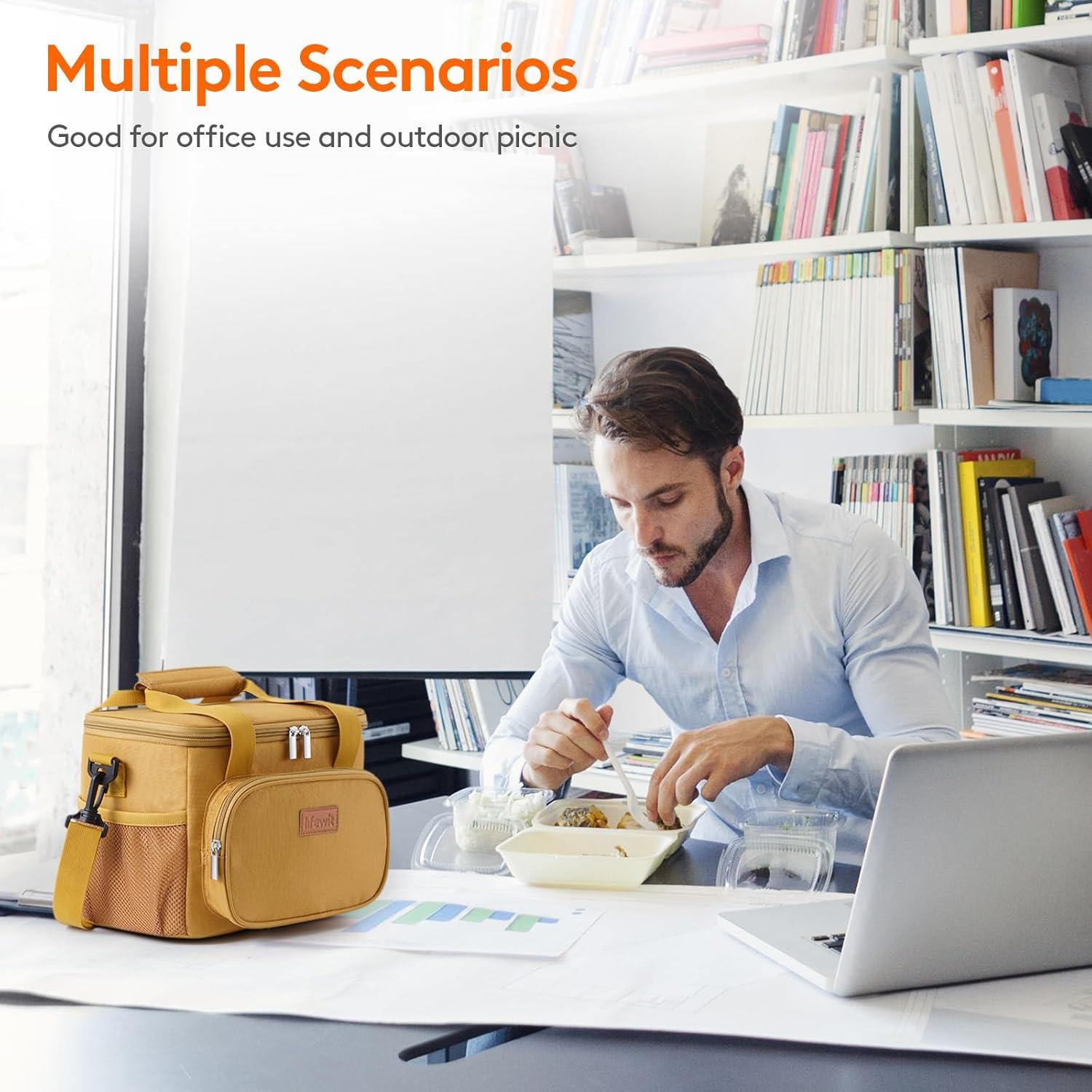 imageLifewit Medium Lunch Bag Insulated Lunch Box Soft Cooler Cooling Tote for Adult Men Women Dark Gray 12Can 9LBrown