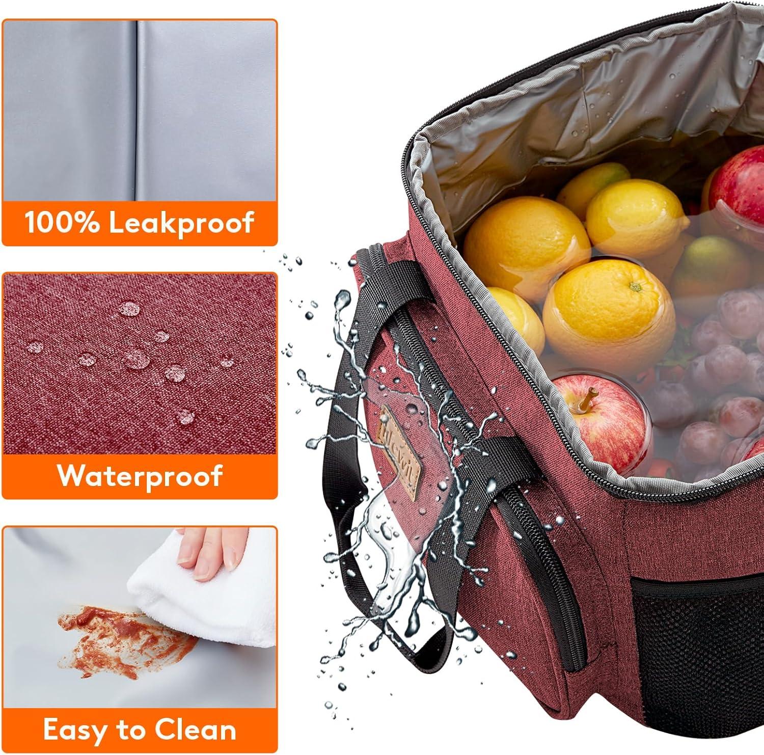 imageLifewit Medium Lunch Bag Insulated Lunch Box Soft Cooler Cooling Tote for Adult Men Women Dark Gray 12Can 9LBurgundy