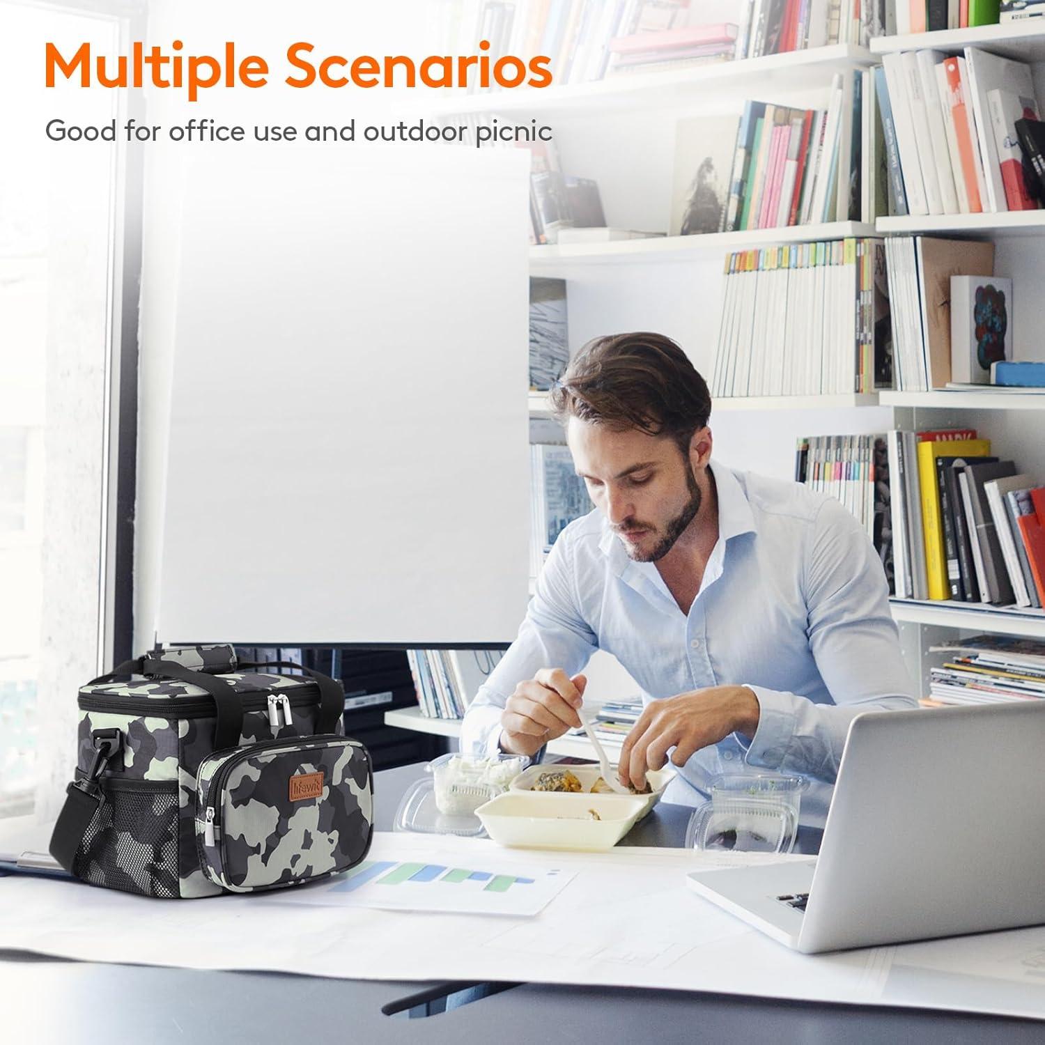 imageLifewit Medium Lunch Bag Insulated Lunch Box Soft Cooler Cooling Tote for Adult Men Women Dark Gray 12Can 9LCamouflage