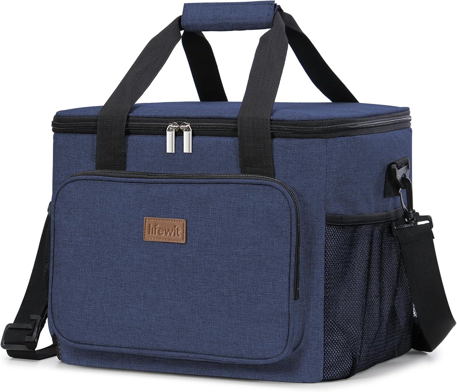 imageLifewit Medium Lunch Bag Insulated Lunch Box Soft Cooler Cooling Tote for Adult Men Women Dark Gray 12Can 9LDark Blue