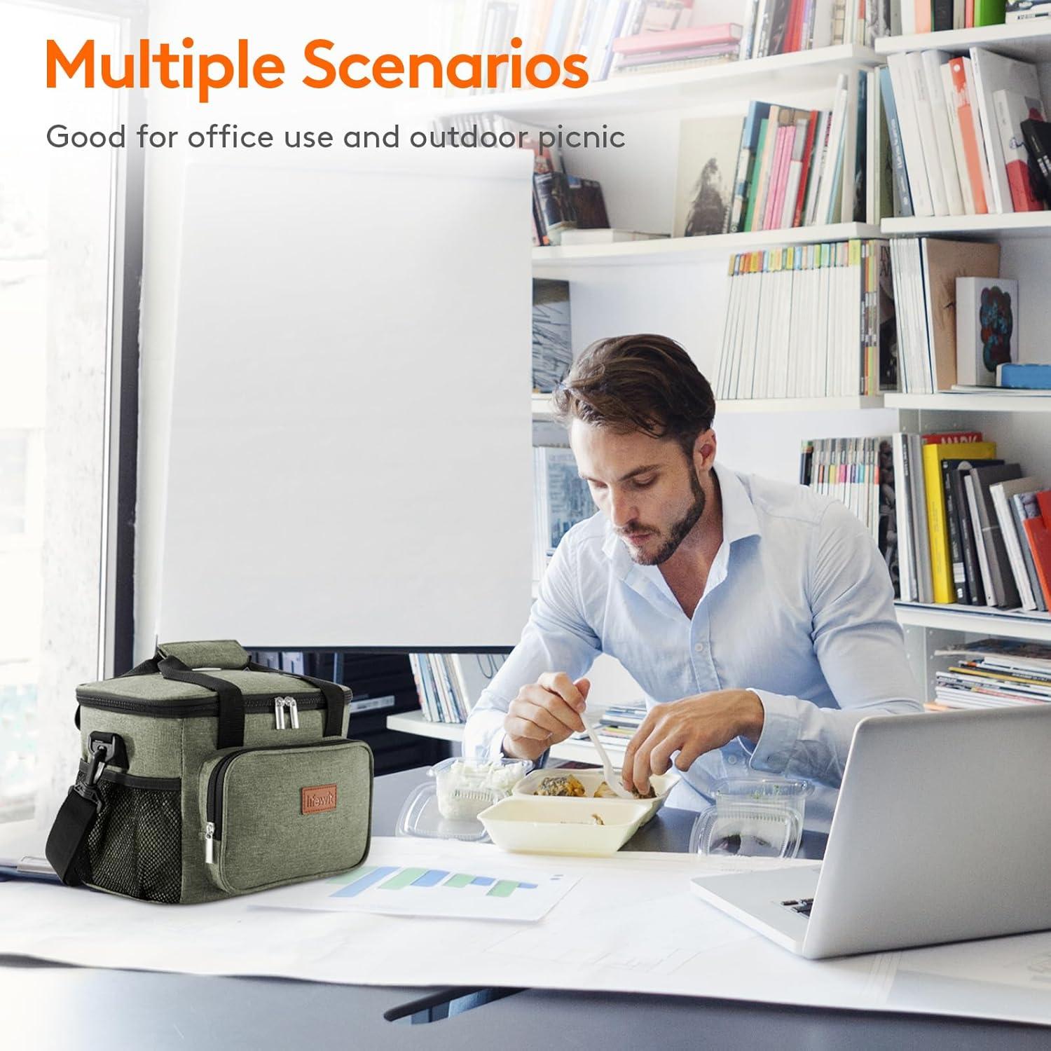 imageLifewit Medium Lunch Bag Insulated Lunch Box Soft Cooler Cooling Tote for Adult Men Women Dark Gray 12Can 9LDark Green