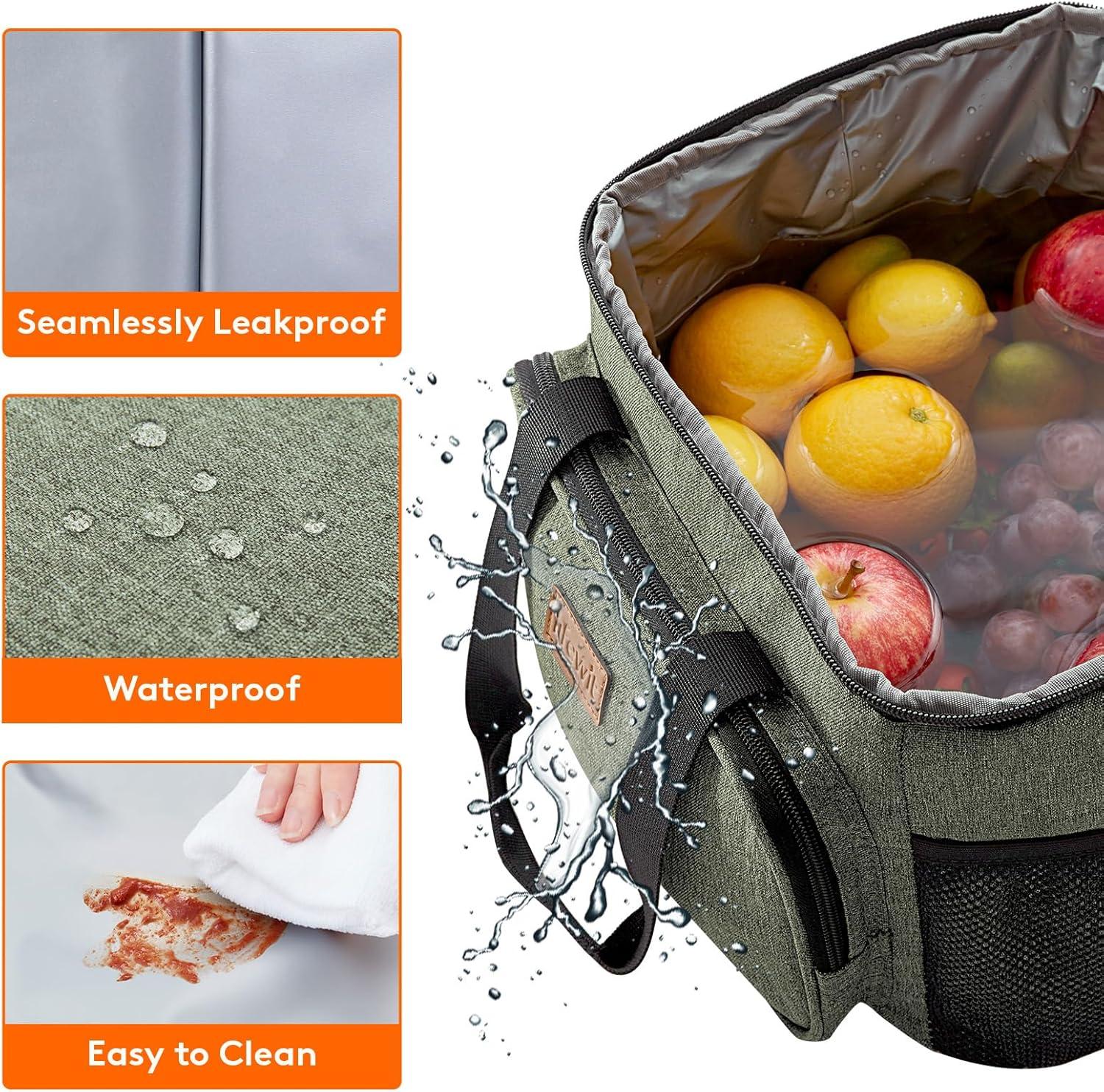 imageLifewit Medium Lunch Bag Insulated Lunch Box Soft Cooler Cooling Tote for Adult Men Women Dark Gray 12Can 9LDark Green