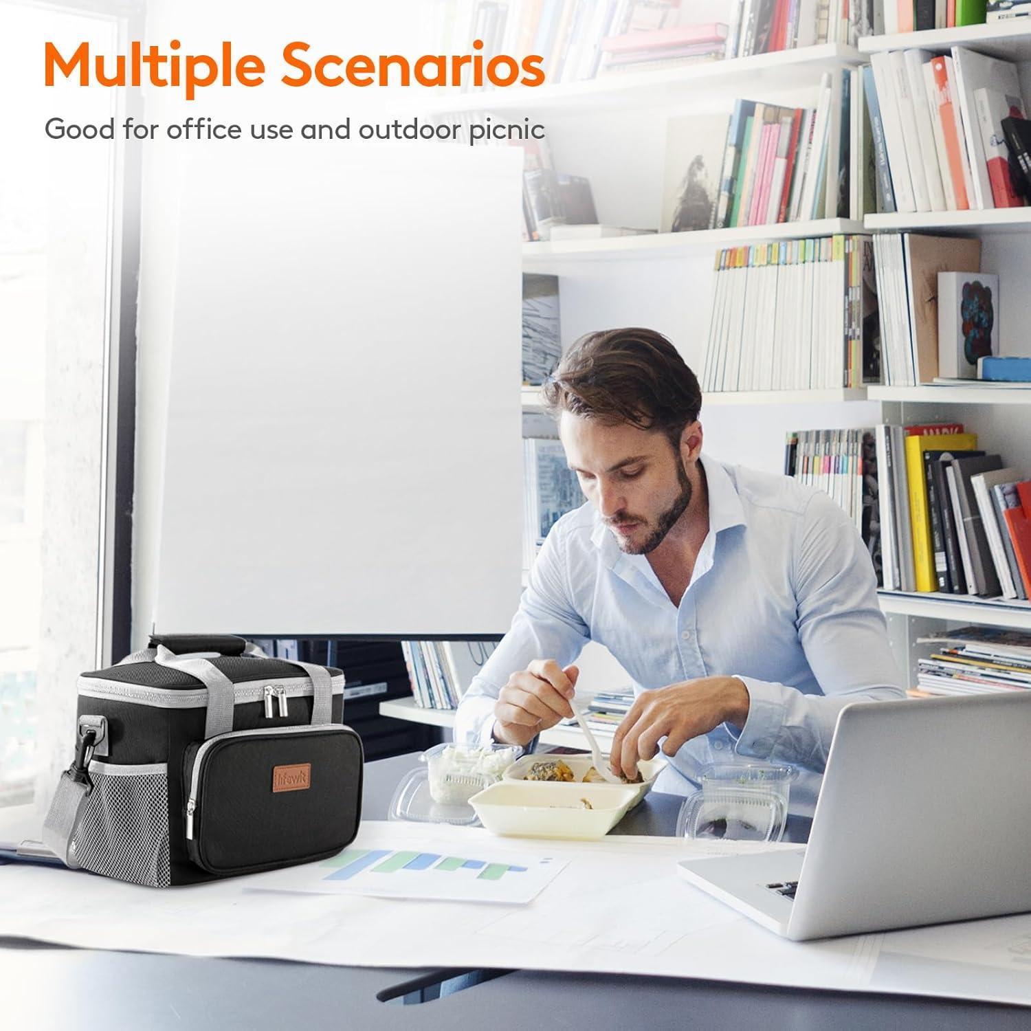 imageLifewit Medium Lunch Bag Insulated Lunch Box Soft Cooler Cooling Tote for Adult Men Women Dark Gray 12Can 9LGray Black