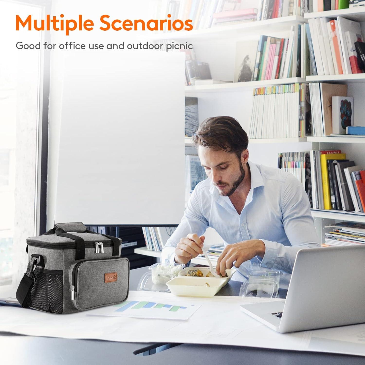 imageLifewit Medium Lunch Bag Insulated Lunch Box Soft Cooler Cooling Tote for Adult Men Women Dark Gray 12Can 9LGray